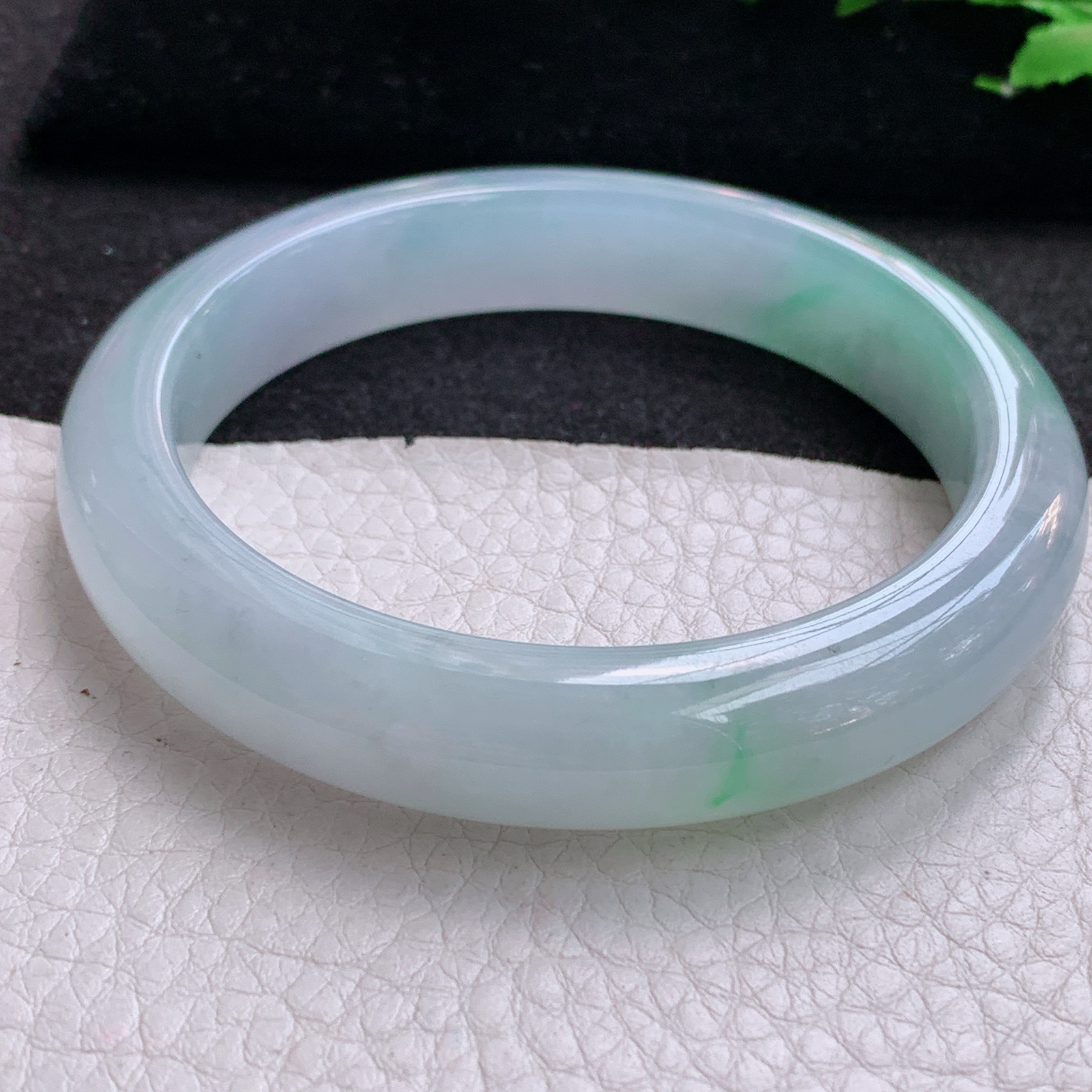 xo实拍58*12*8.5平安镯 天然缅甸翡翠A货清爽高雅宽边玉手环