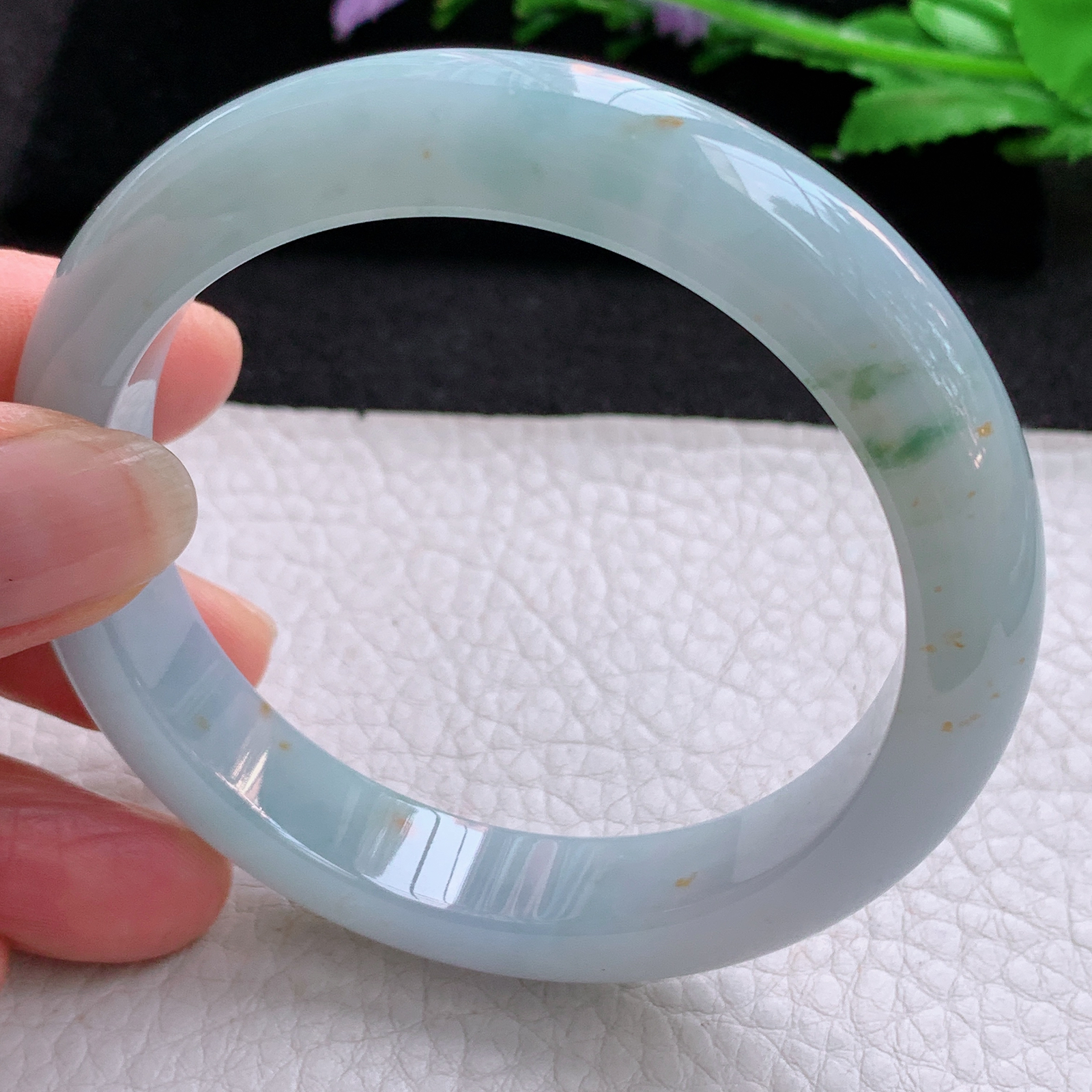 ee实拍57*11.8*8.2平安镯 天然缅甸翡翠A货胶感冰飘花宽边玉手环