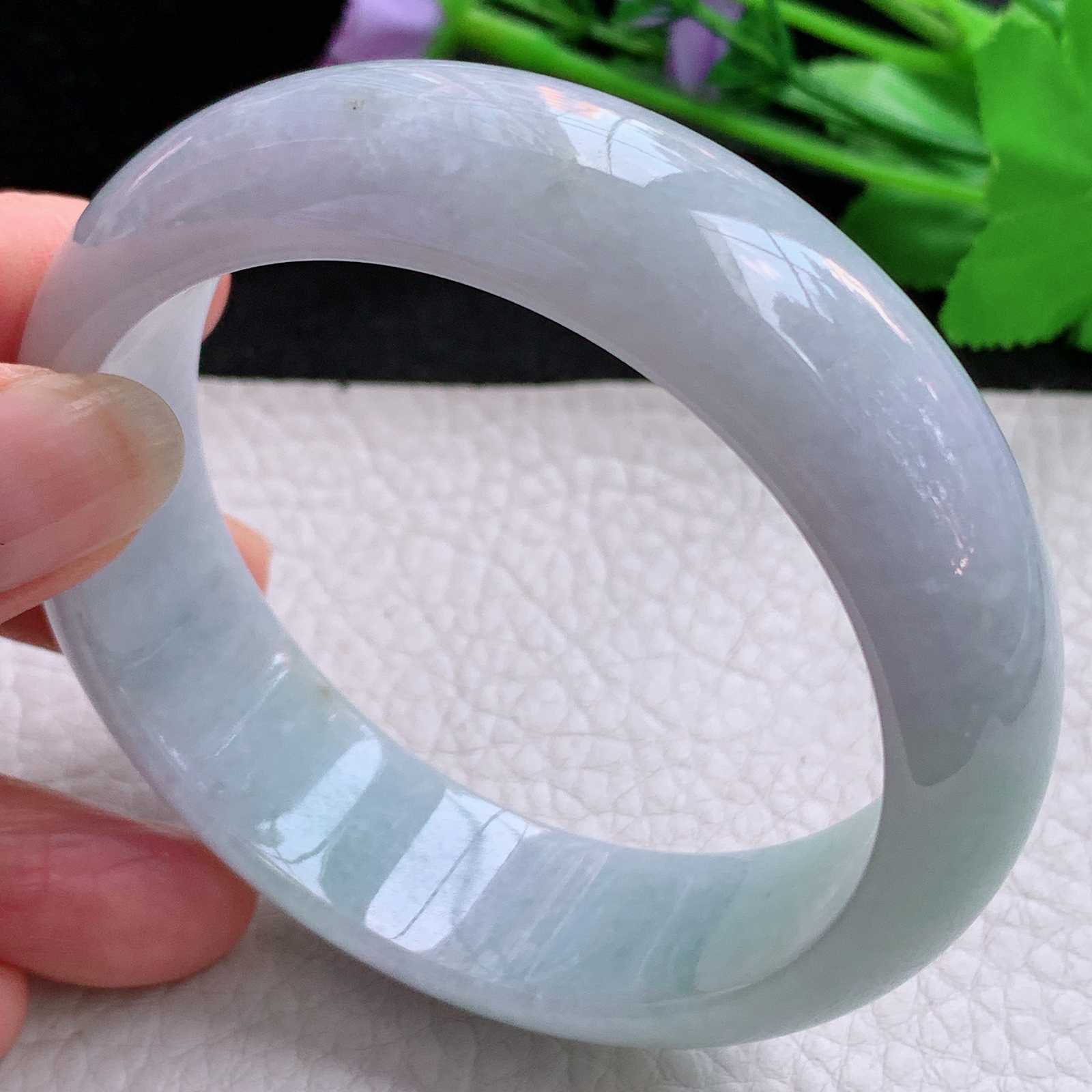 ee实拍57*15.6*8.2轮胎镯 天然缅甸翡翠A货胶感飘绿年轻款宽边玉手环