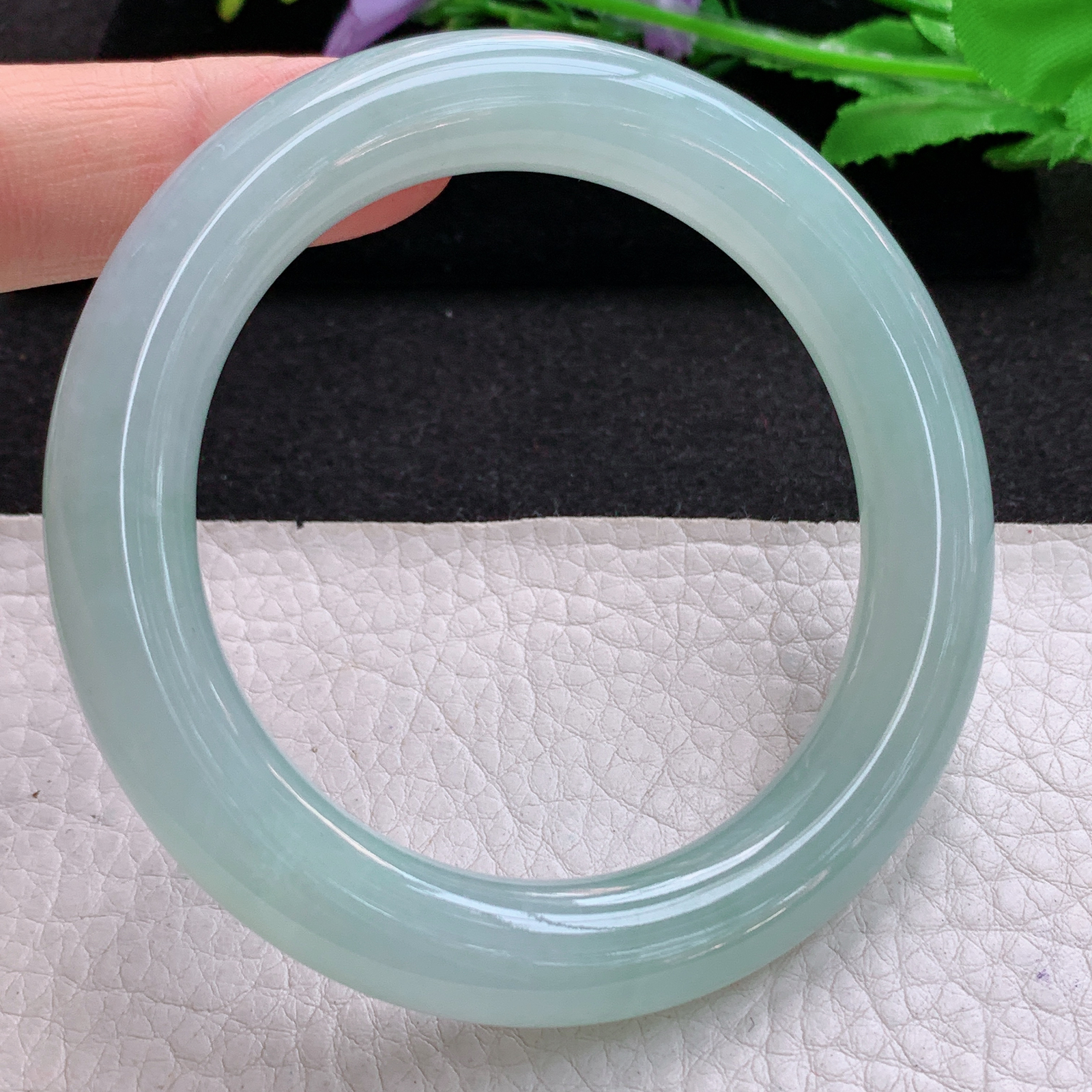 xo冰润晴绿款57*10.3*10.8美人镯 天然缅甸翡翠A货冰晴圆条玉手环