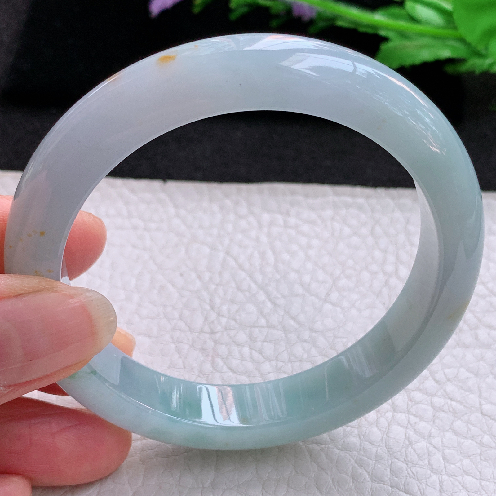 ee实拍57*11.8*8.2平安镯 天然缅甸翡翠A货胶感冰飘花宽边玉手环