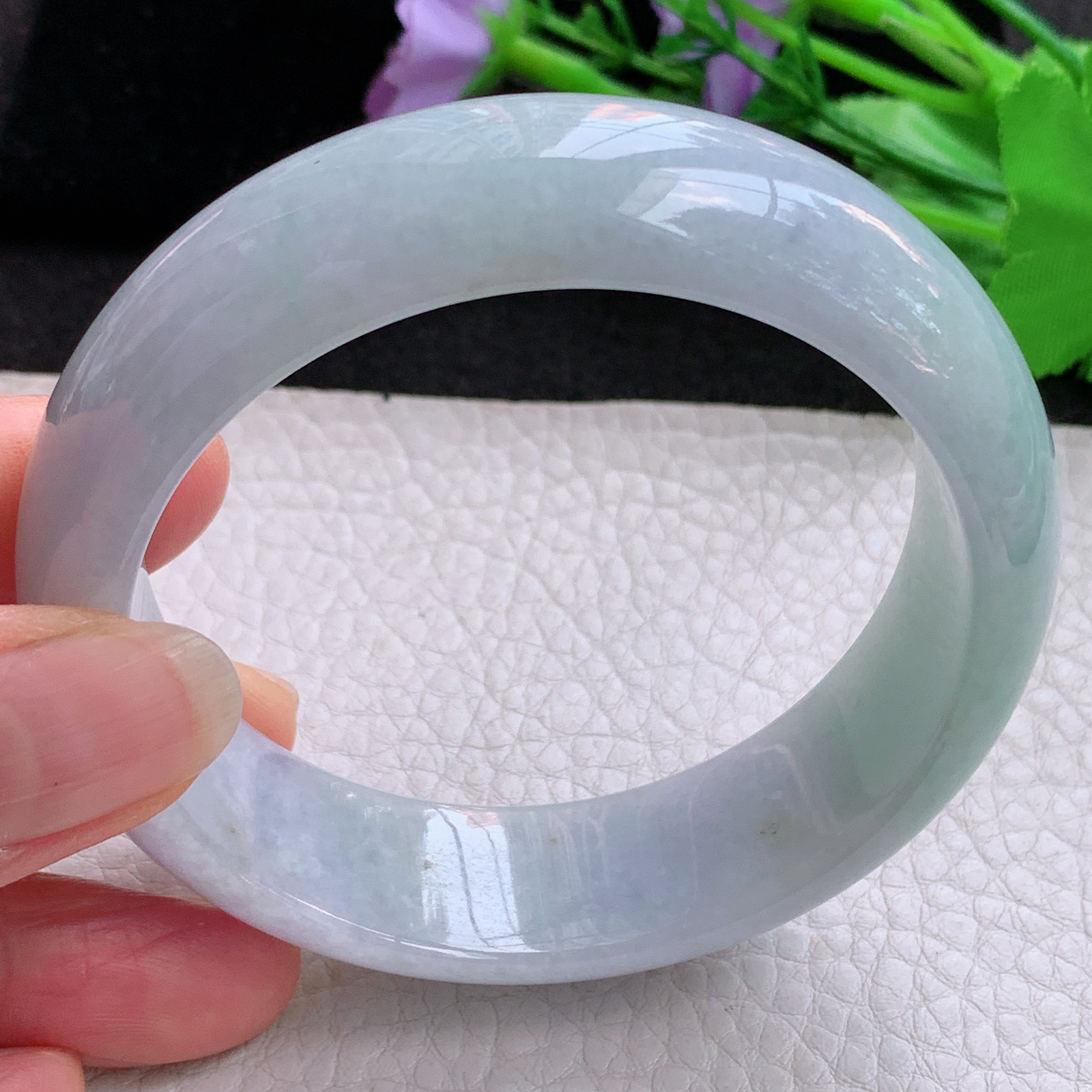 ee实拍57*15.6*8.2轮胎镯 天然缅甸翡翠A货胶感飘绿年轻款宽边玉手环