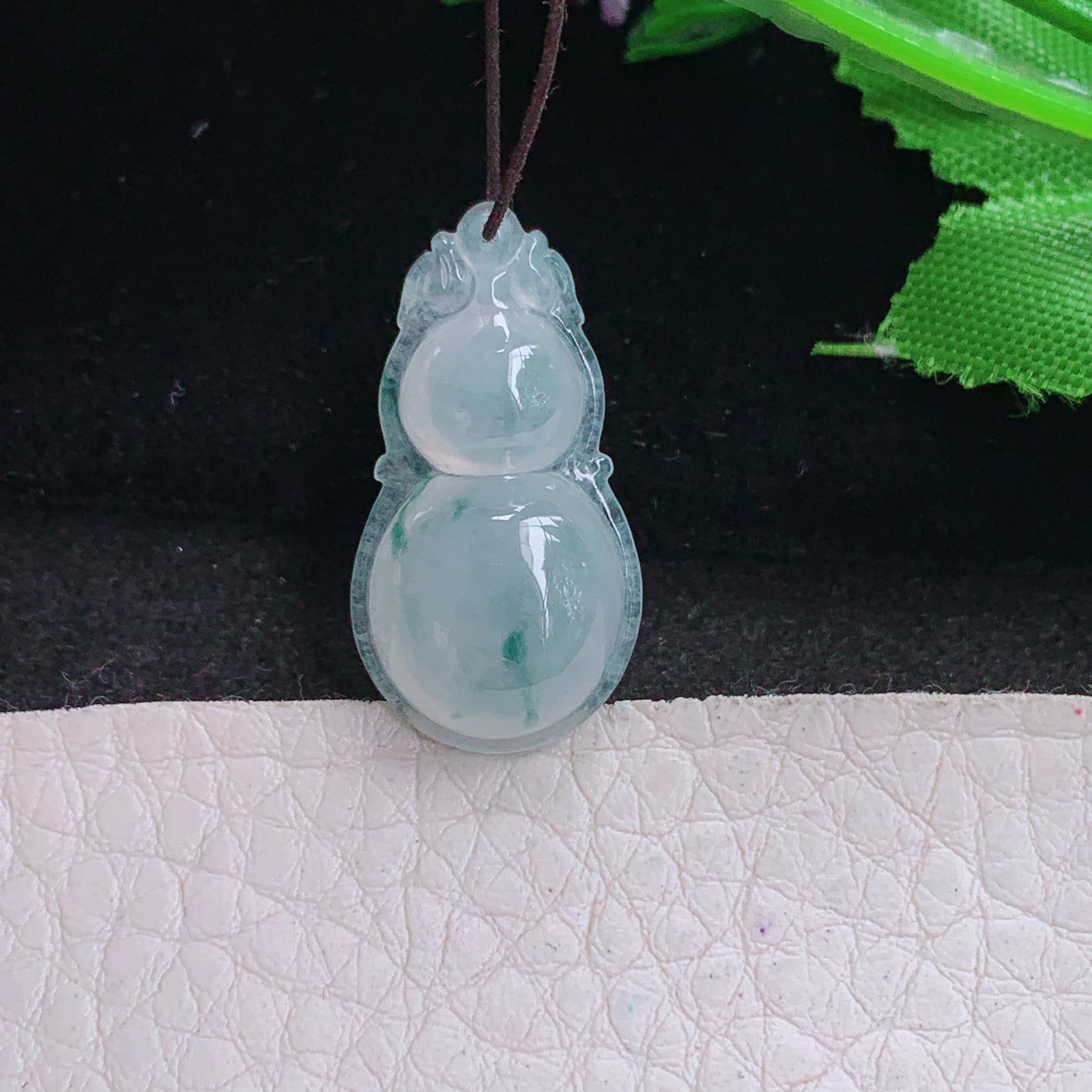 gp实拍26.7*14*6缅甸天然翡翠冰飘花饱满葫芦玉吊坠 宝宝款玉葫芦挂件