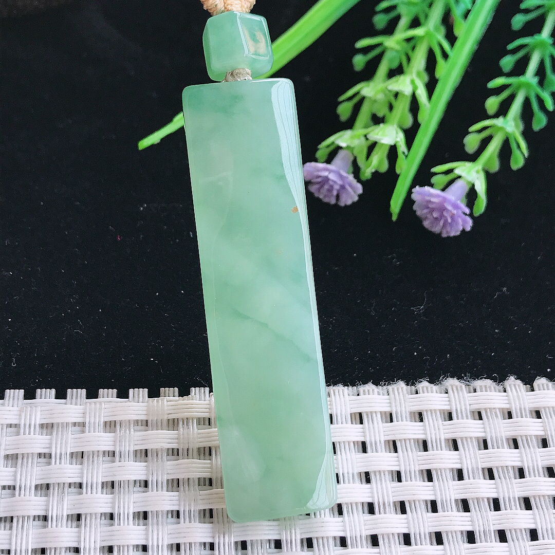 实拍A货翡翠55/14.2/8.2老坑冰胶水灵冰晴绿赐福观音吊坠翡翠挂件