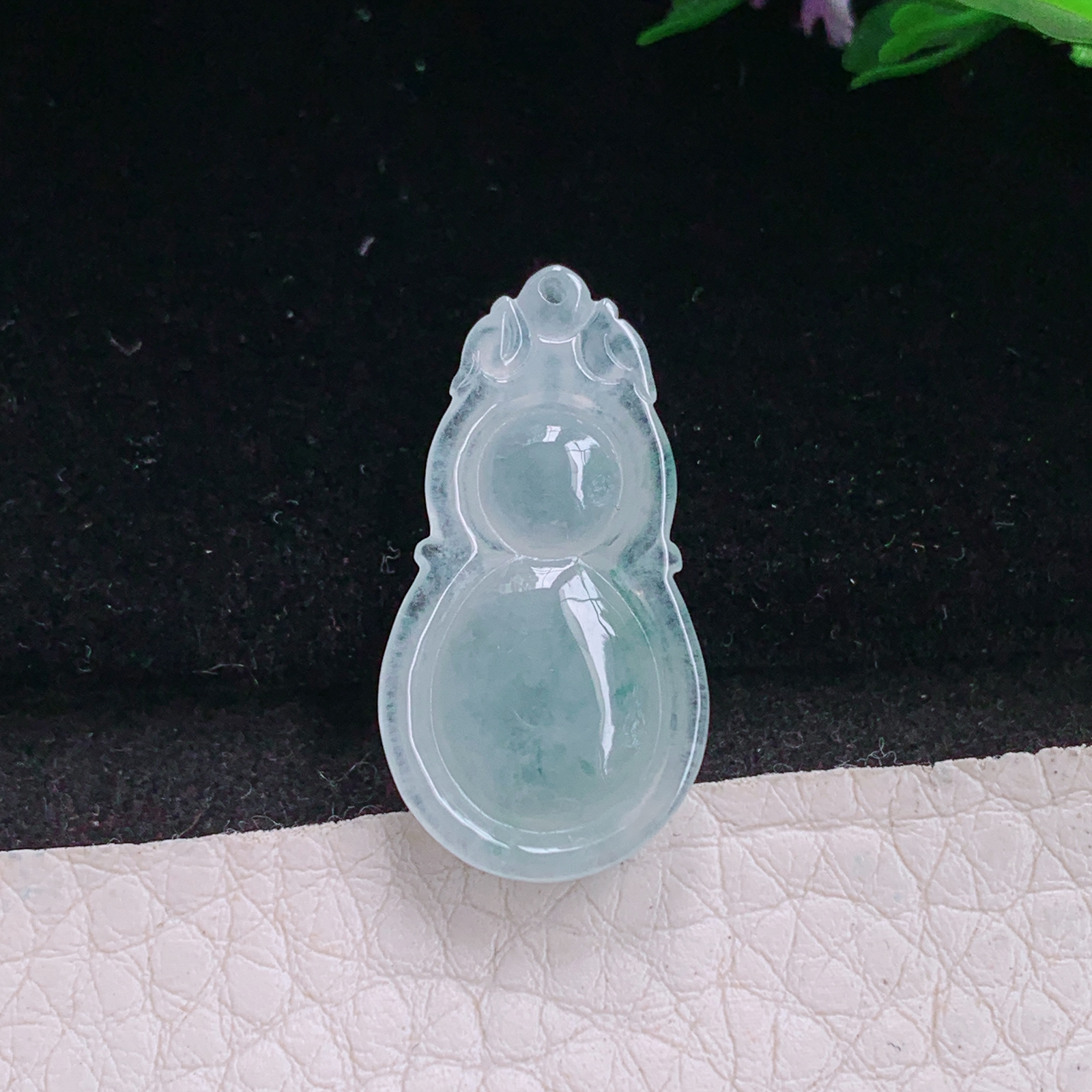 gp实拍26.7*14*6缅甸天然翡翠冰飘花饱满葫芦玉吊坠 宝宝款玉葫芦挂件