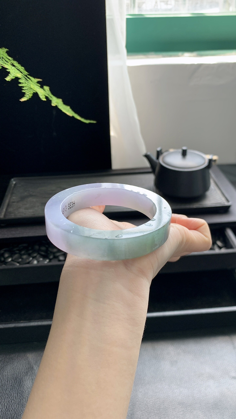 【春彩半山水镯胚】