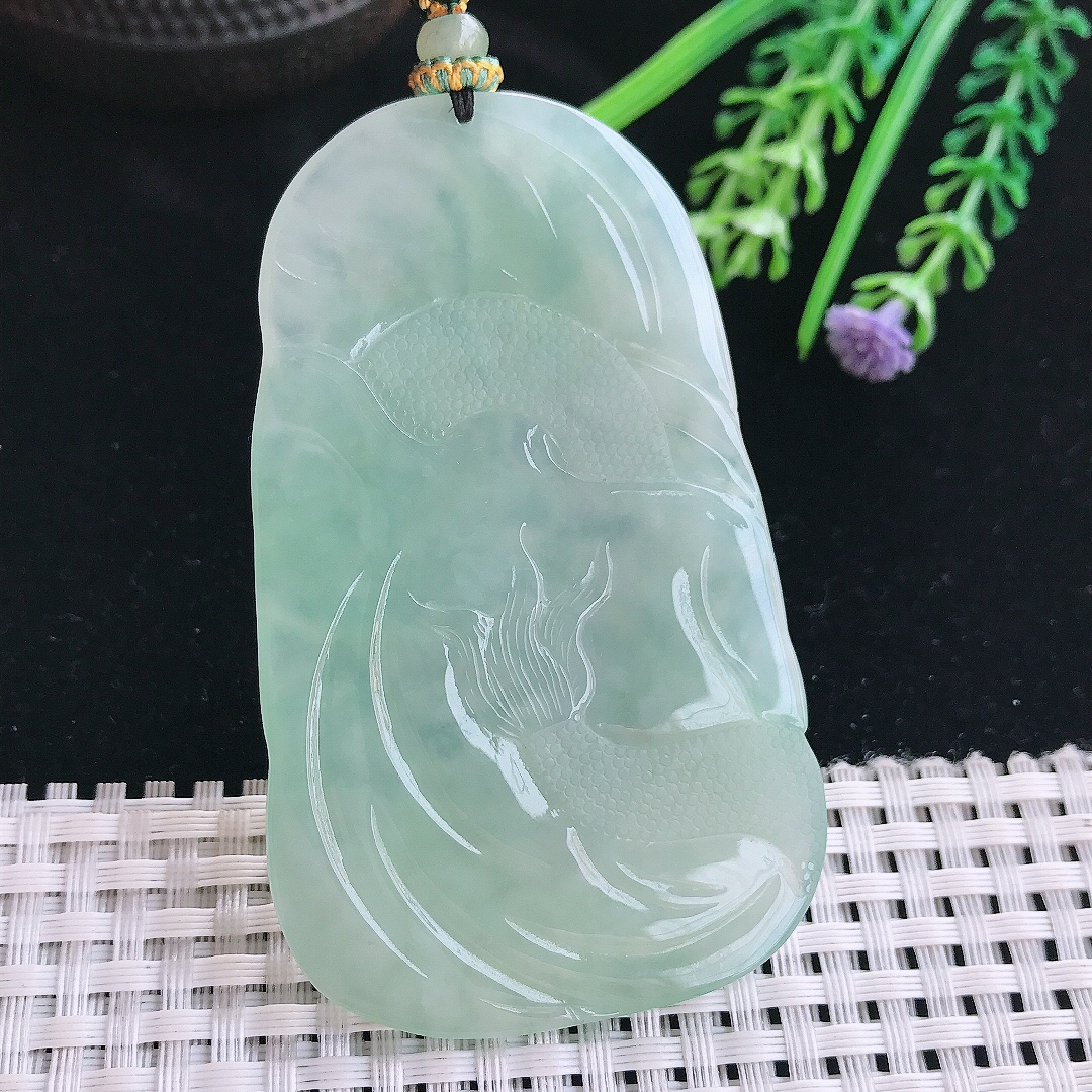 实拍A货翡翠73.8/44.5/5.5老坑冰胶果冻阿弥陀佛吊坠翡翠挂件