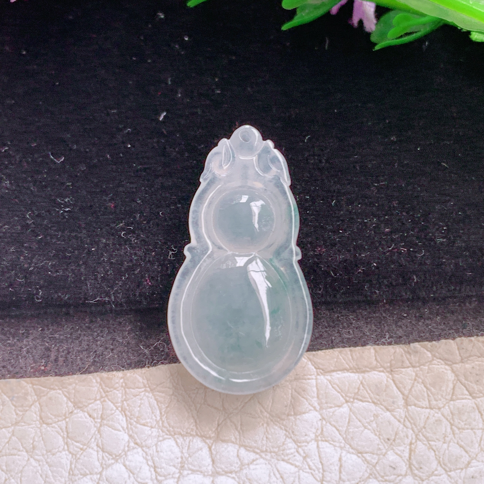 gp实拍26.7*14*6缅甸天然翡翠冰飘花饱满葫芦玉吊坠 宝宝款玉葫芦挂件