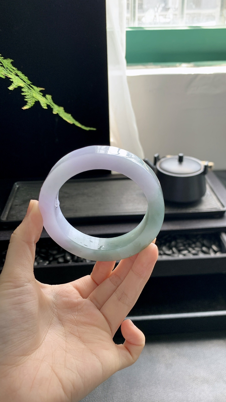 【春彩半山水镯胚】