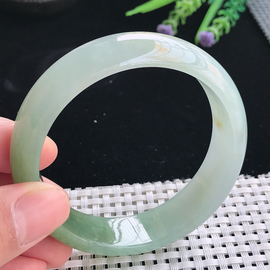 实拍天然翡翠59.5/16.8/7.8轮胎镯老坑冰胶水灵飘黄翡手镯翡翠玉镯手环