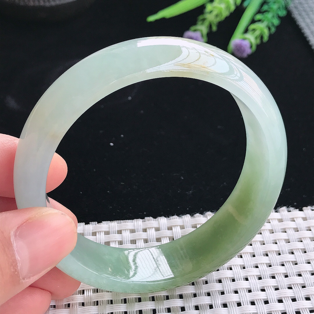 实拍天然翡翠59.5/16.8/7.8轮胎镯老坑冰胶水灵飘黄翡手镯翡翠玉镯手环