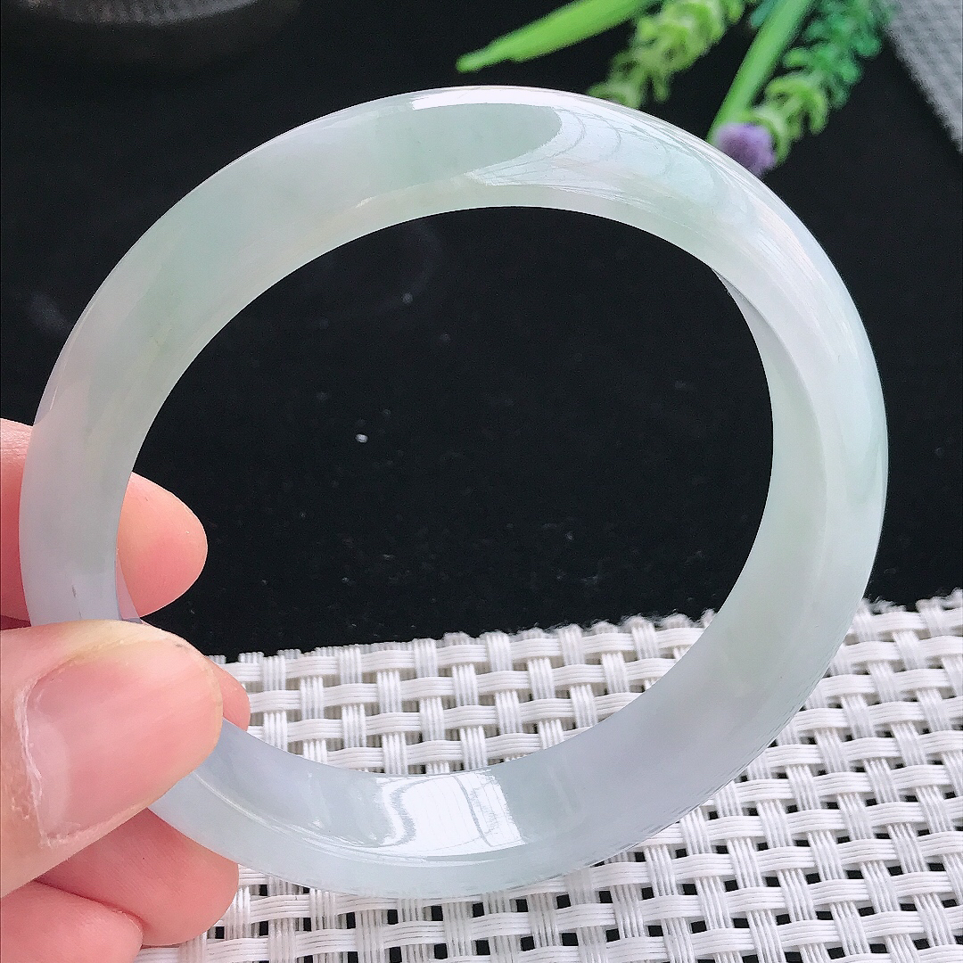 实拍天然翡翠61/14/7.8大圈口老坑冰胶水灵晴底手镯翡翠玉镯手环