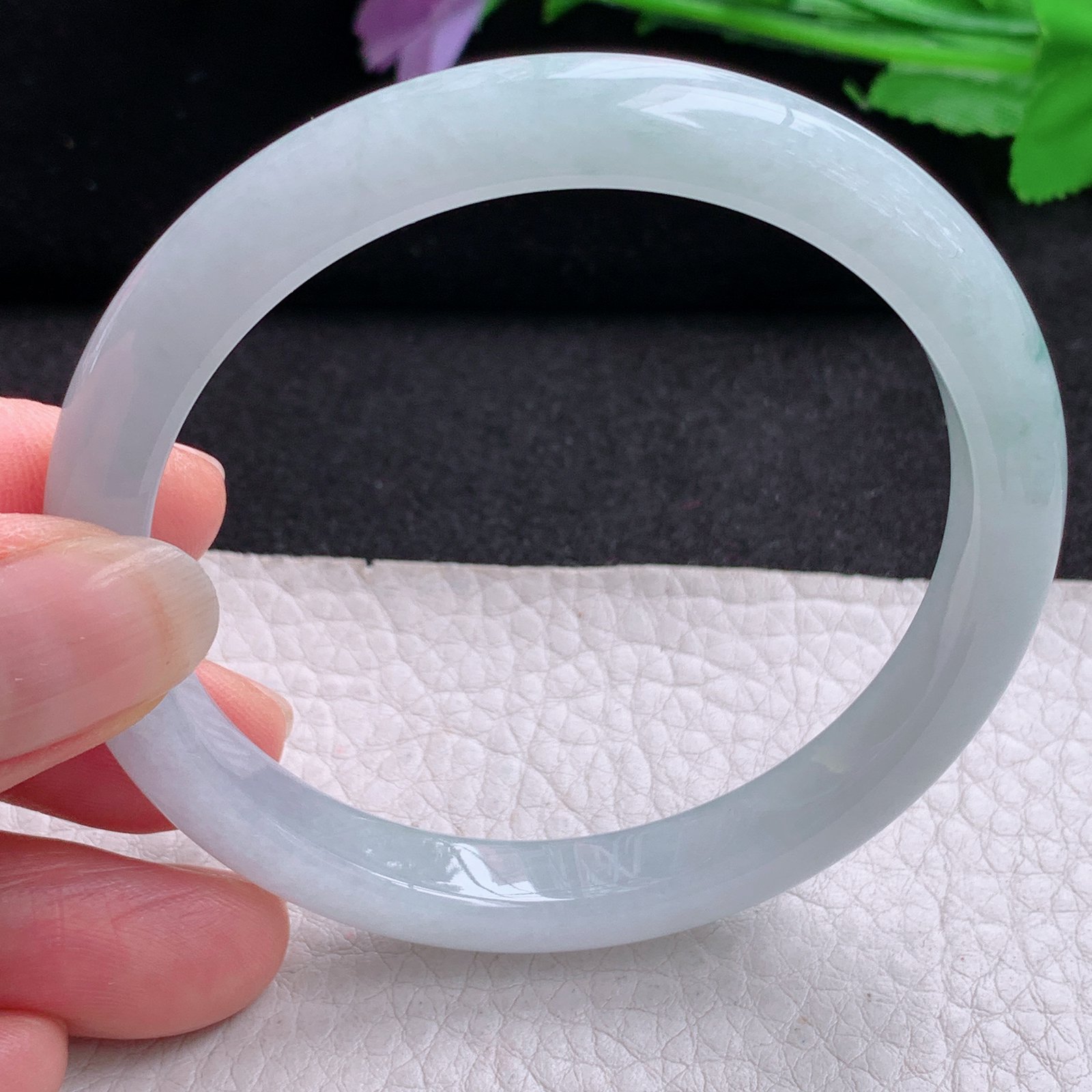 pp实拍56.5*8.7*7.2平安镯 天然缅甸翡翠A货玉手镯秀气冰纯宽边玉手环