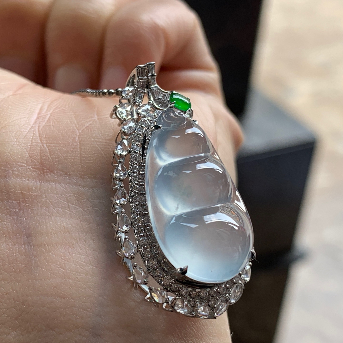 金钻镶嵌冰种豆子^_^透亮