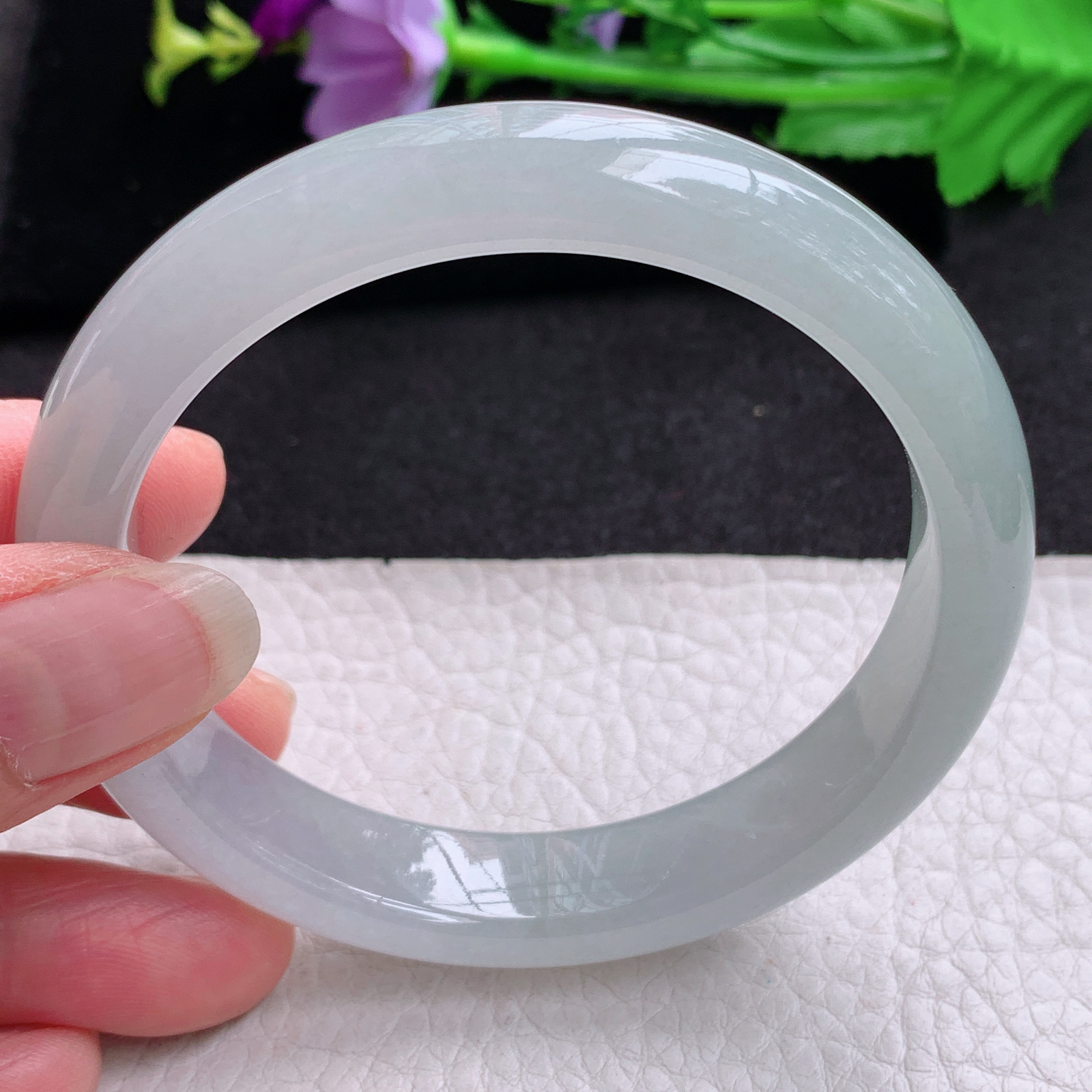 xx实拍59.3*12.3*8平安镯 天然缅甸翡翠A货玉手镯冰胶起光宽边玉手环