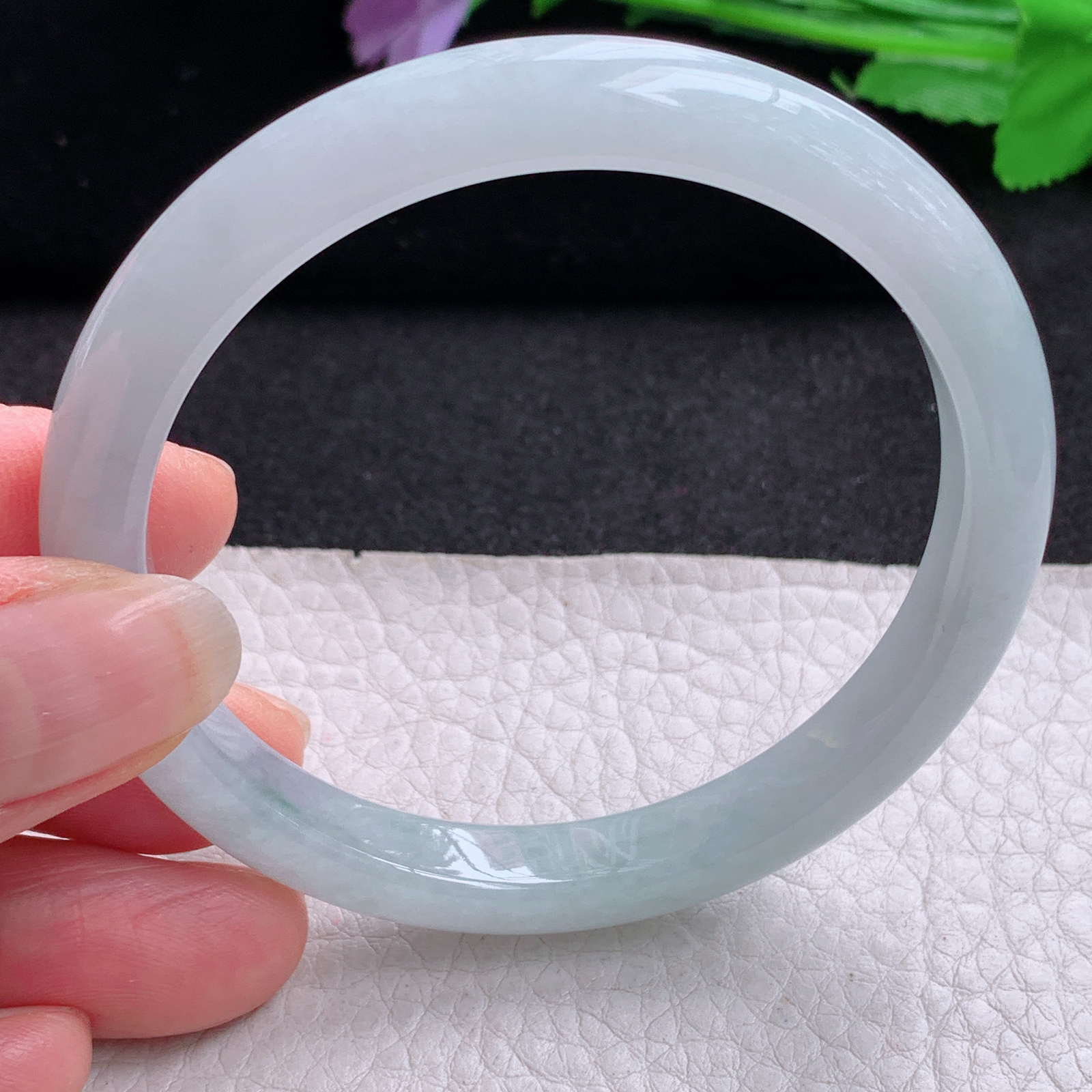 pp实拍56.5*8.7*7.2平安镯 天然缅甸翡翠A货玉手镯秀气冰纯宽边玉手环