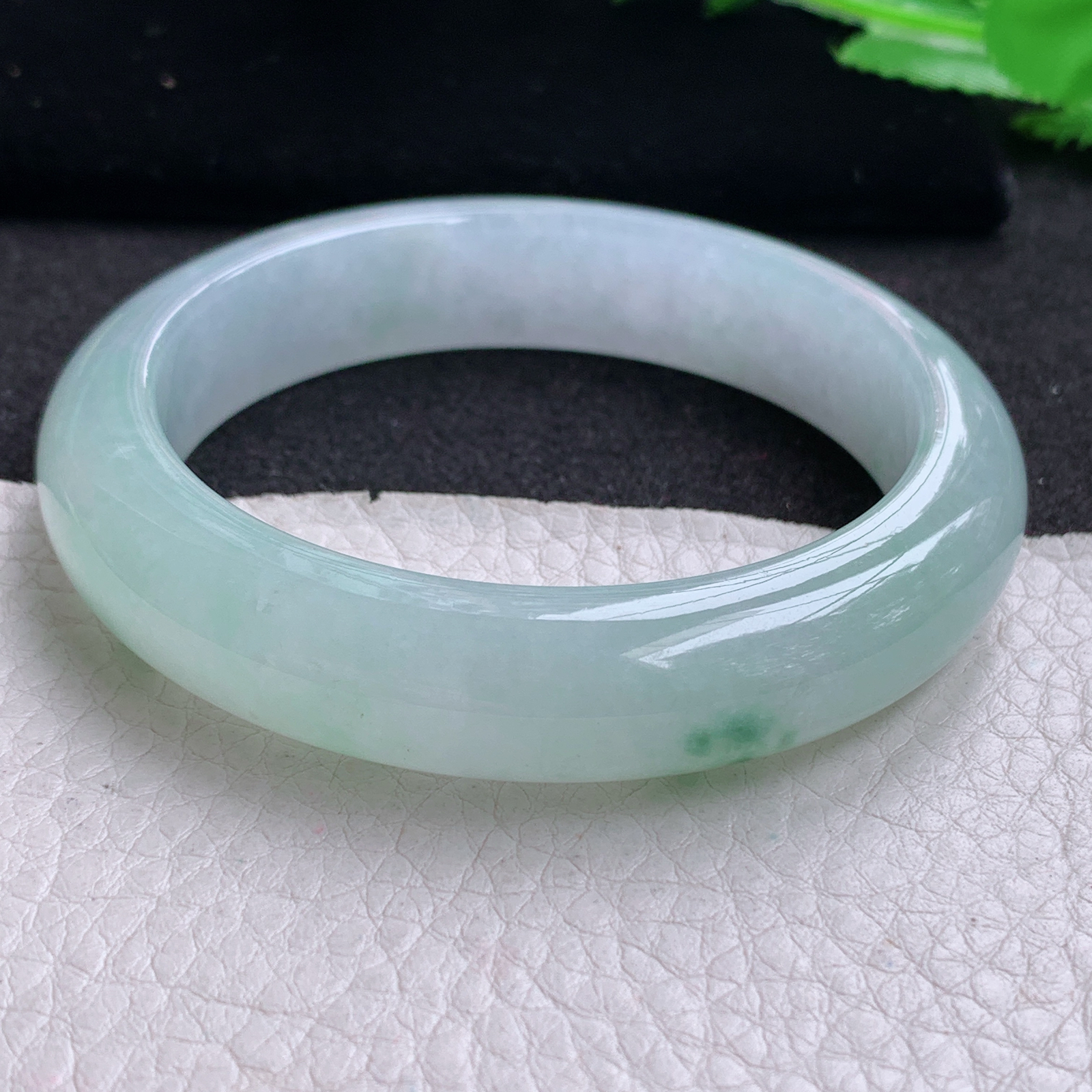 xo实拍55.5*13*8.6平安镯 天然缅甸翡翠A货玉手镯冰飘绿花宽边玉手环