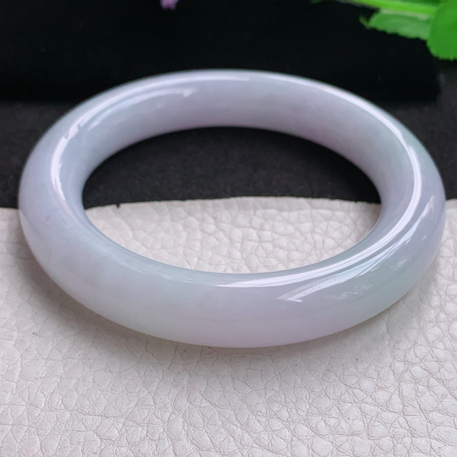 z梦幻款58.5*12.5*11.8胖圆镯 天然缅甸翡翠A货玉手镯淡春带彩圆条玉手环