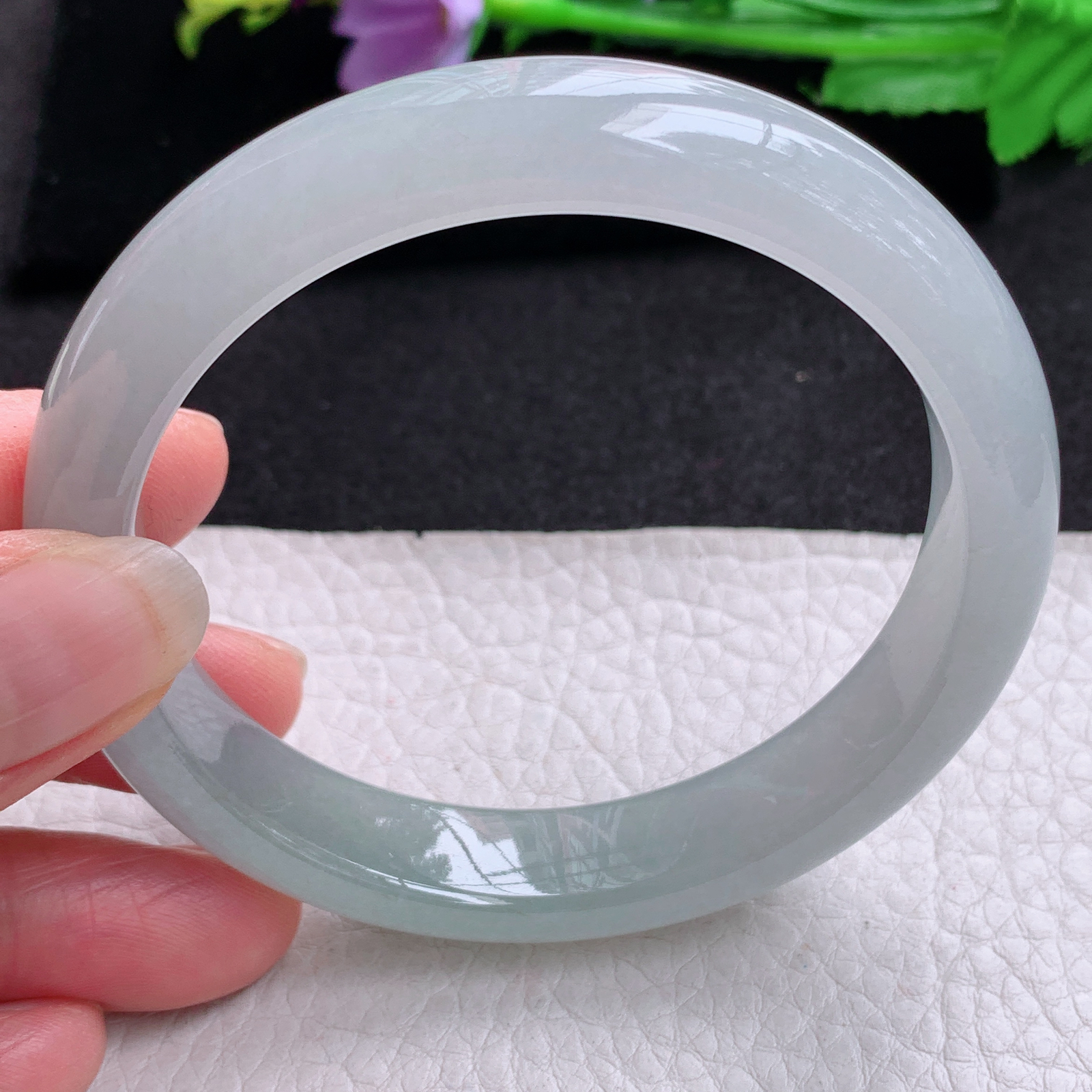 xx实拍59.3*12.3*8平安镯 天然缅甸翡翠A货玉手镯冰胶起光宽边玉手环