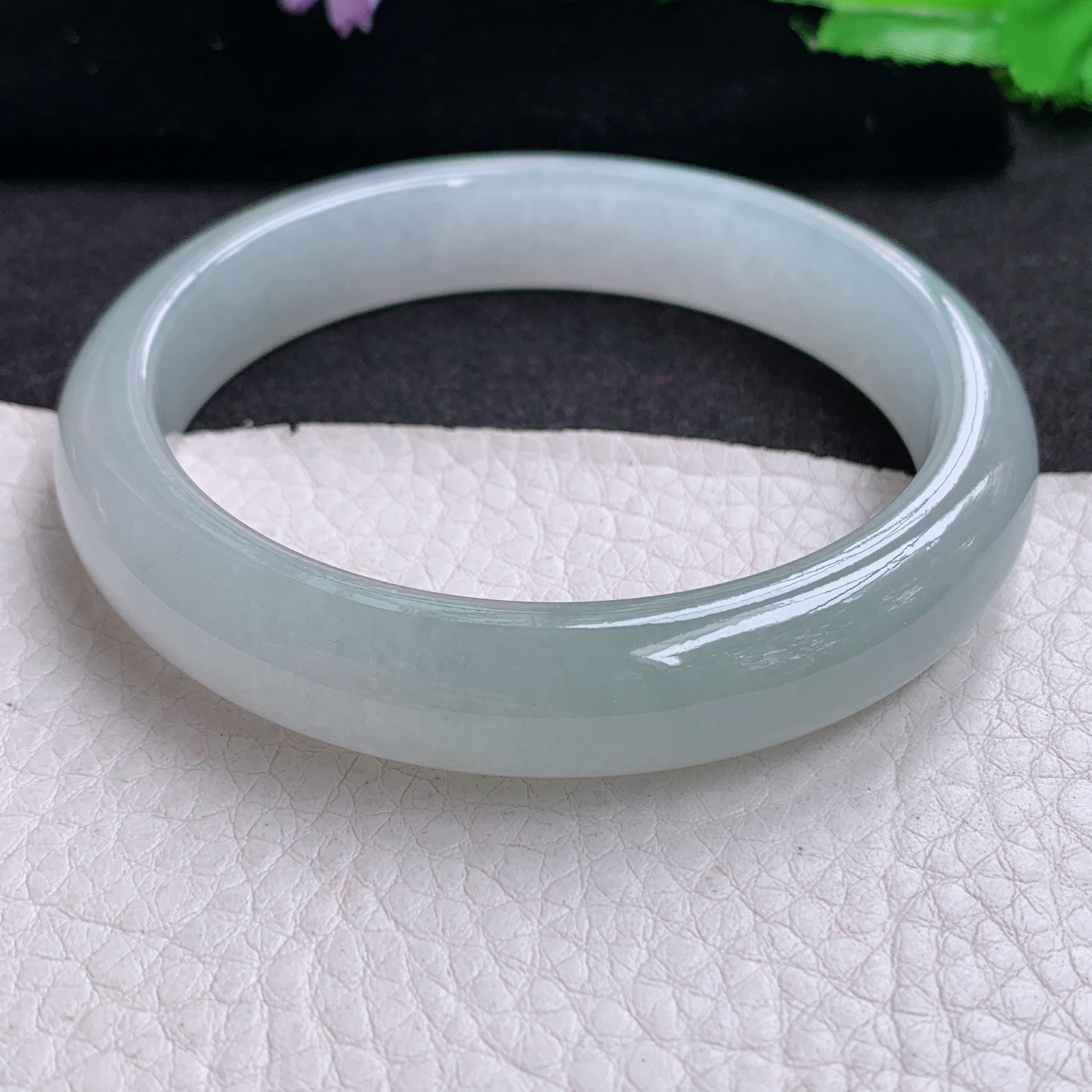 xx实拍59.3*12.3*8平安镯 天然缅甸翡翠A货玉手镯冰胶起光宽边玉手环