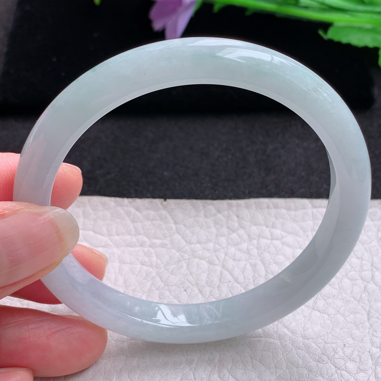 pp实拍56.5*8.7*7.2平安镯 天然缅甸翡翠A货玉手镯秀气冰纯宽边玉手环