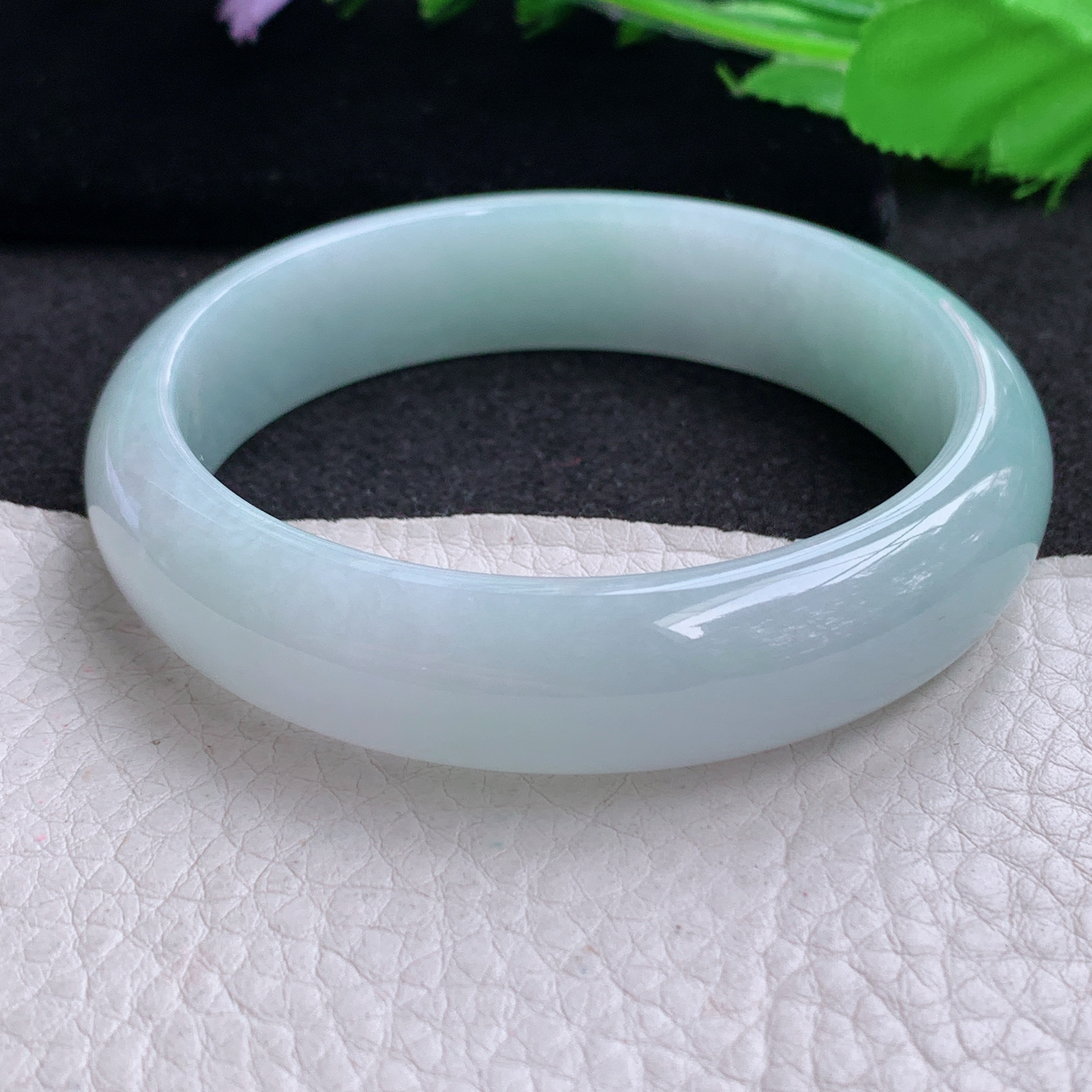 nr实拍57.5*14.3*7.4平安镯 天然缅甸翡翠A货玉手镯天空蓝宽边玉手环