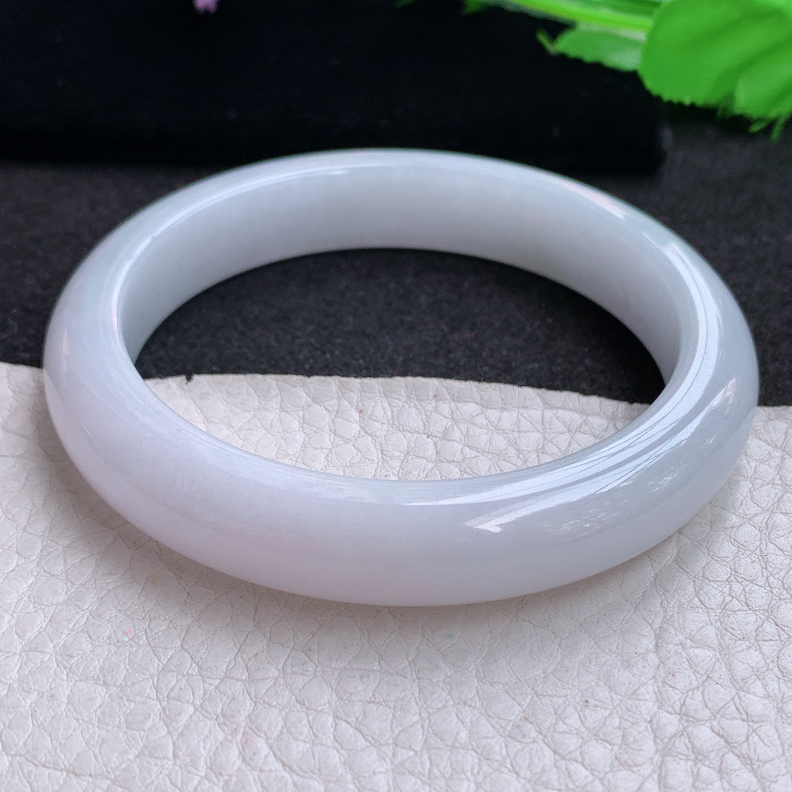 z实拍58*11.5*8.6平安镯 天然缅甸翡翠A货玉手镯淡紫底胶感宽边玉手环