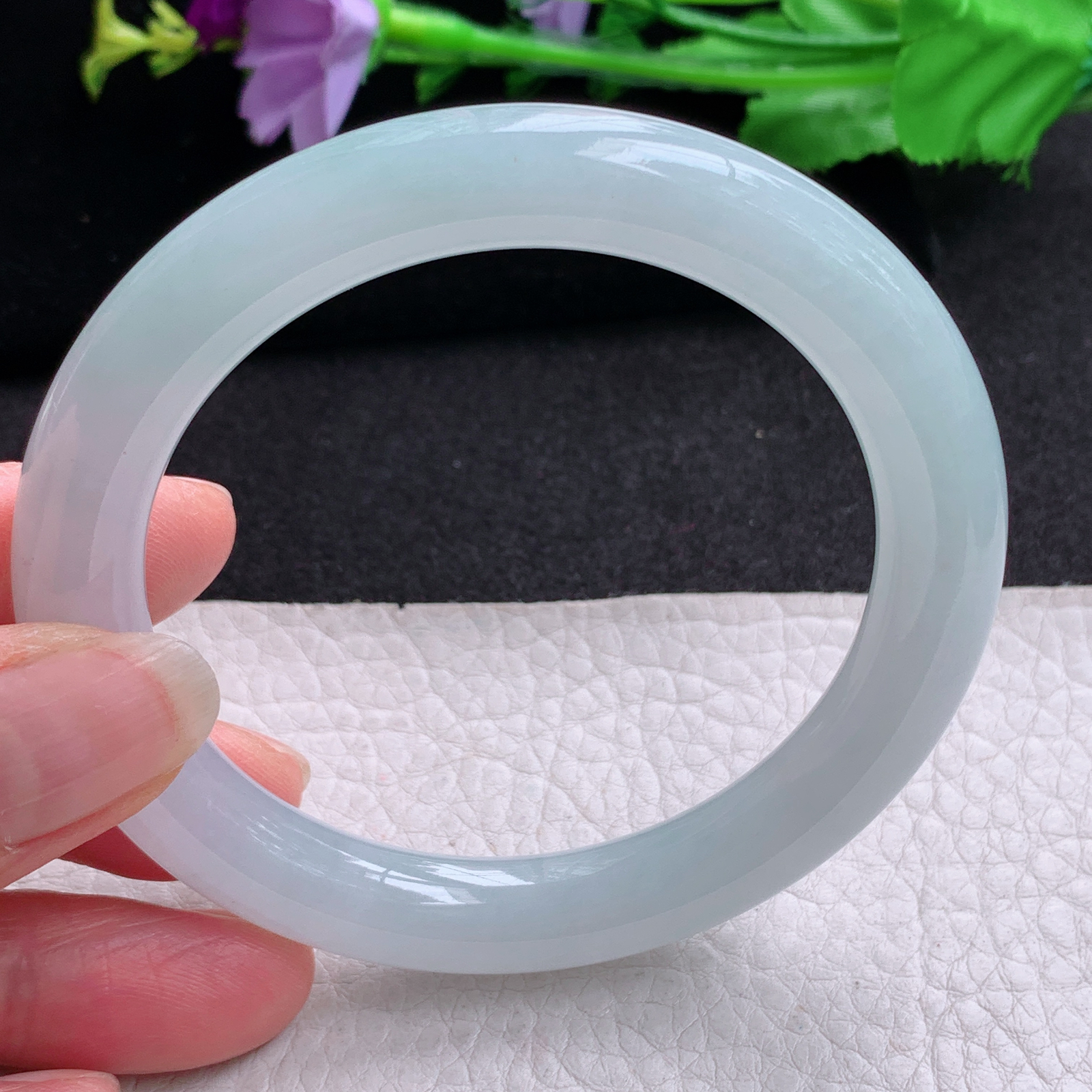 xx实拍57*9.5*10美人镯 天然缅甸翡翠A货玉手镯胶感冰晴圆条玉手环