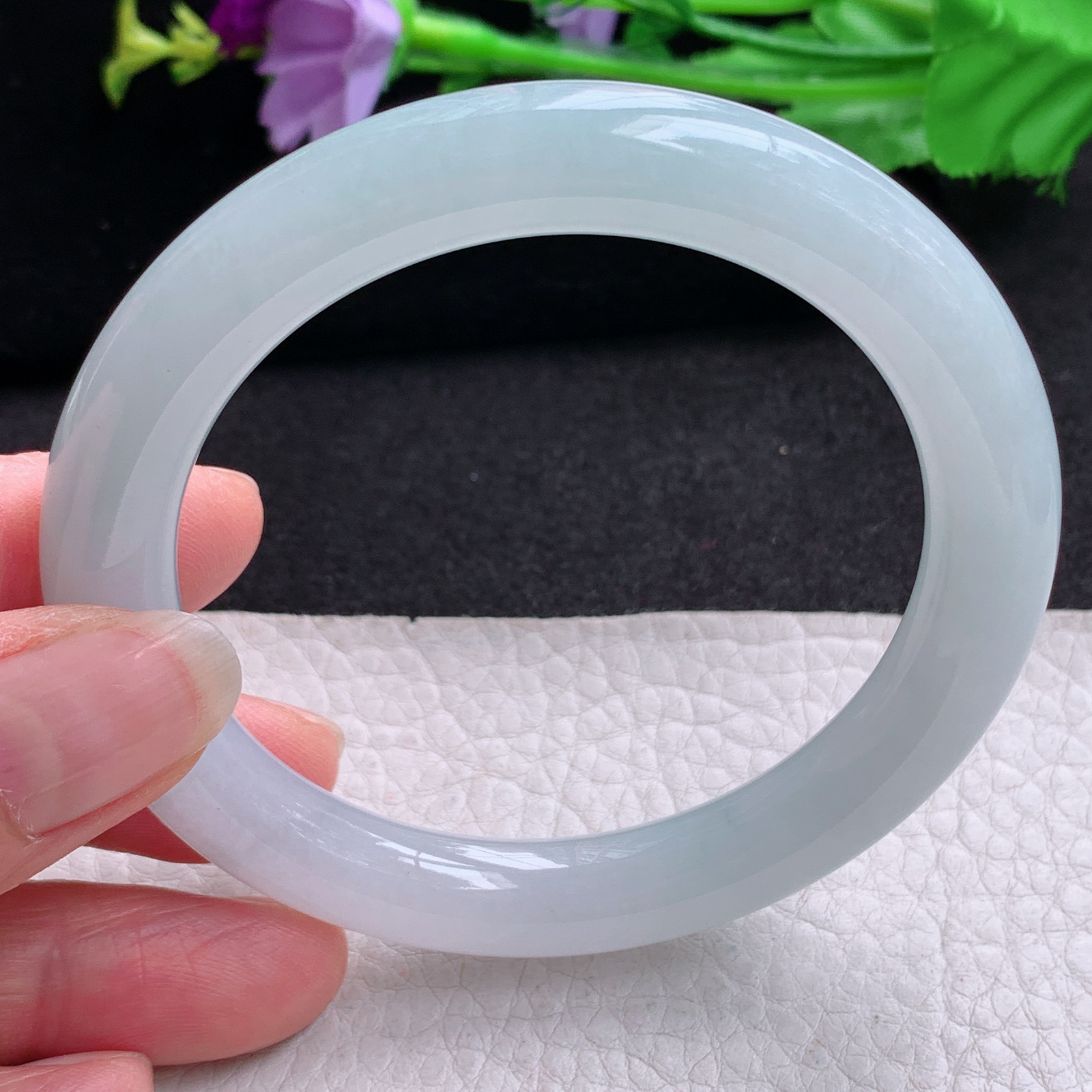 xx实拍57*9.5*10美人镯 天然缅甸翡翠A货玉手镯胶感冰晴圆条玉手环