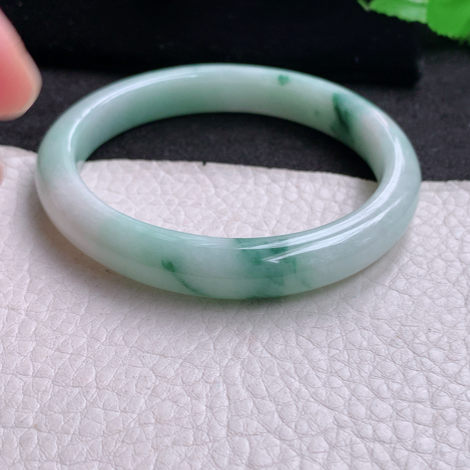 pp实拍58*10.5*7.8平安镯 天然缅甸翡翠A货玉手镯飘花宽边玉手环