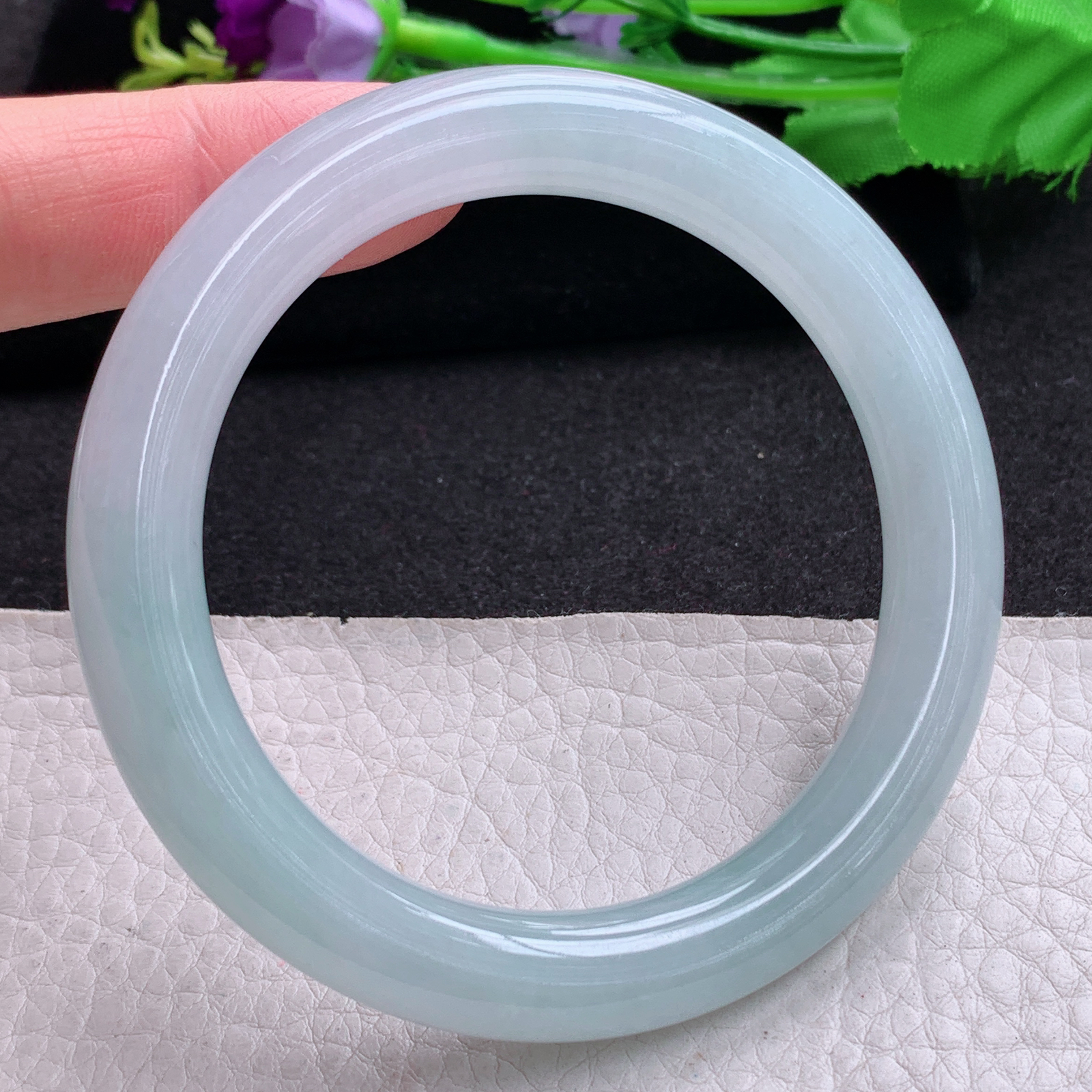 xx实拍57*9.5*10美人镯 天然缅甸翡翠A货玉手镯胶感冰晴圆条玉手环