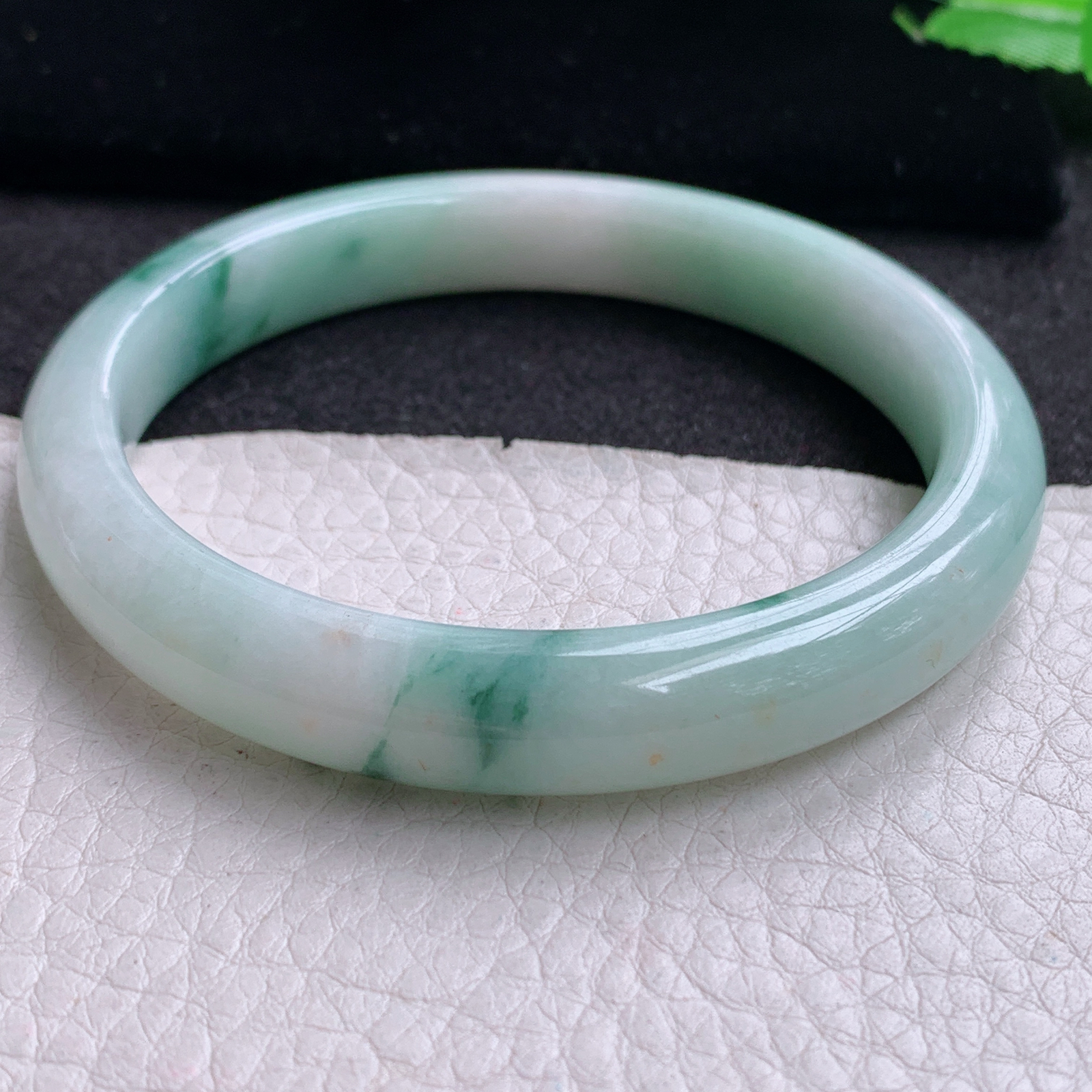 pp实拍58*10.5*7.8平安镯 天然缅甸翡翠A货玉手镯飘花宽边玉手环