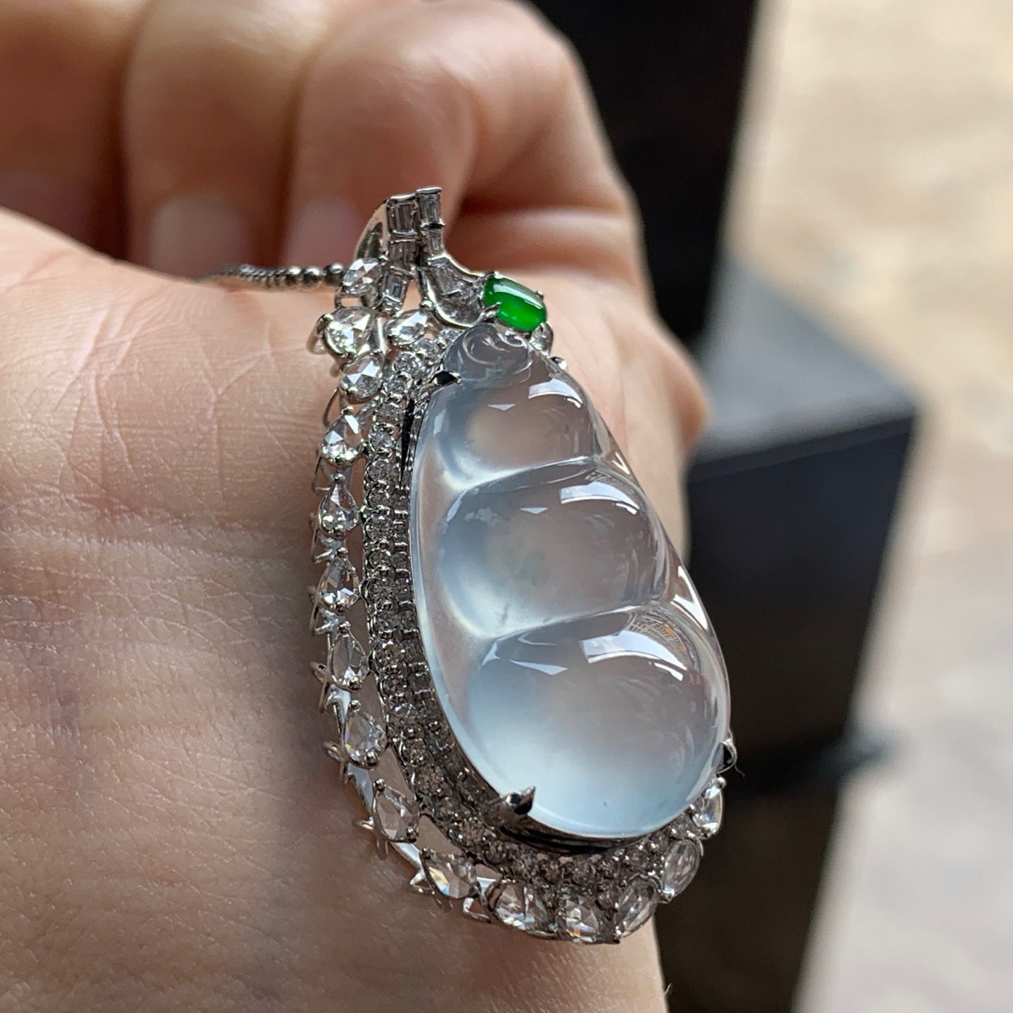 金钻镶嵌冰种豆子^_^透亮