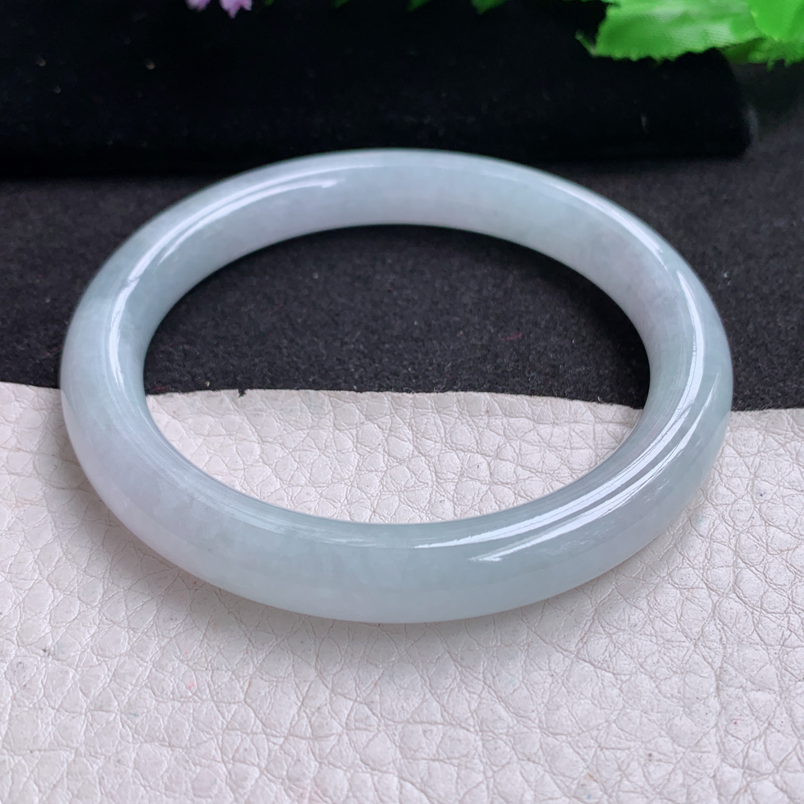 xx实拍55*9*8.5美人镯 天然缅甸翡翠A货玉手镯胶感纯美圆条玉手环