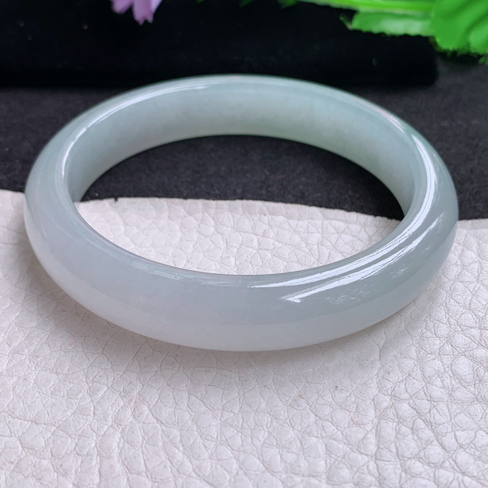 xx实拍59.3*12.3*8平安镯 天然缅甸翡翠A货玉手镯冰胶起光宽边玉手环