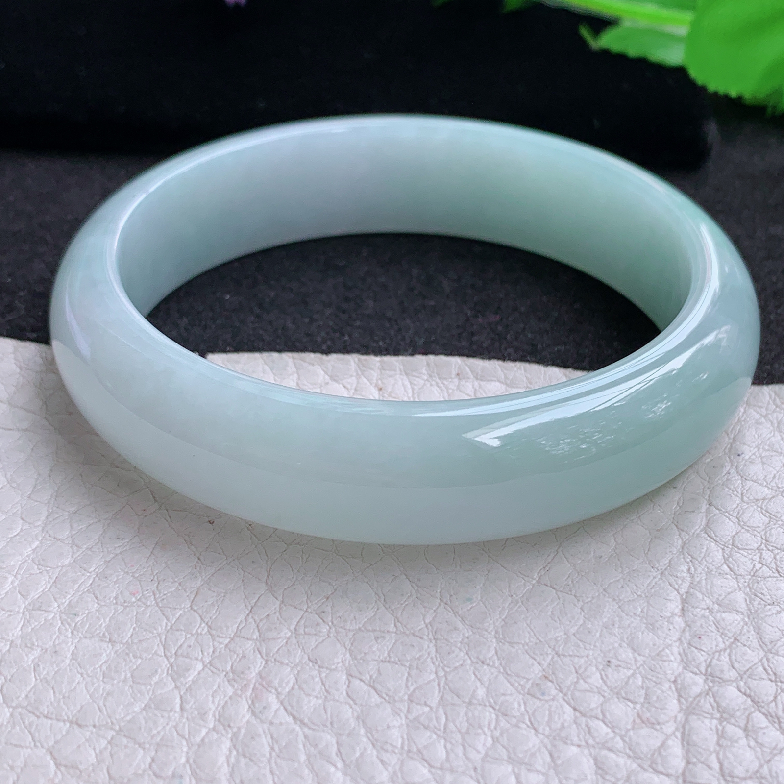 nr实拍57.5*14.3*7.4平安镯 天然缅甸翡翠A货玉手镯天空蓝宽边玉手环