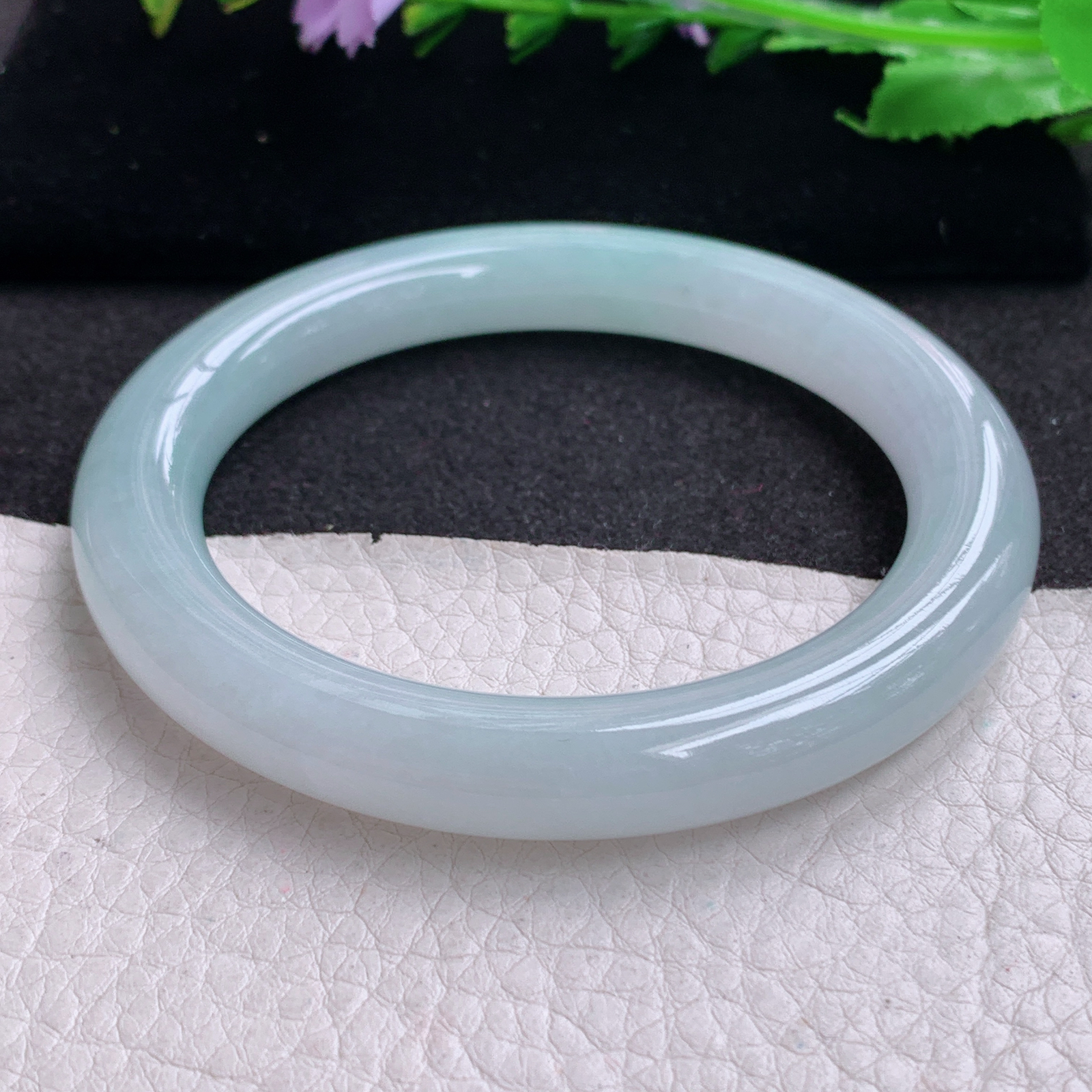 xx实拍57*9.5*10美人镯 天然缅甸翡翠A货玉手镯胶感冰晴圆条玉手环