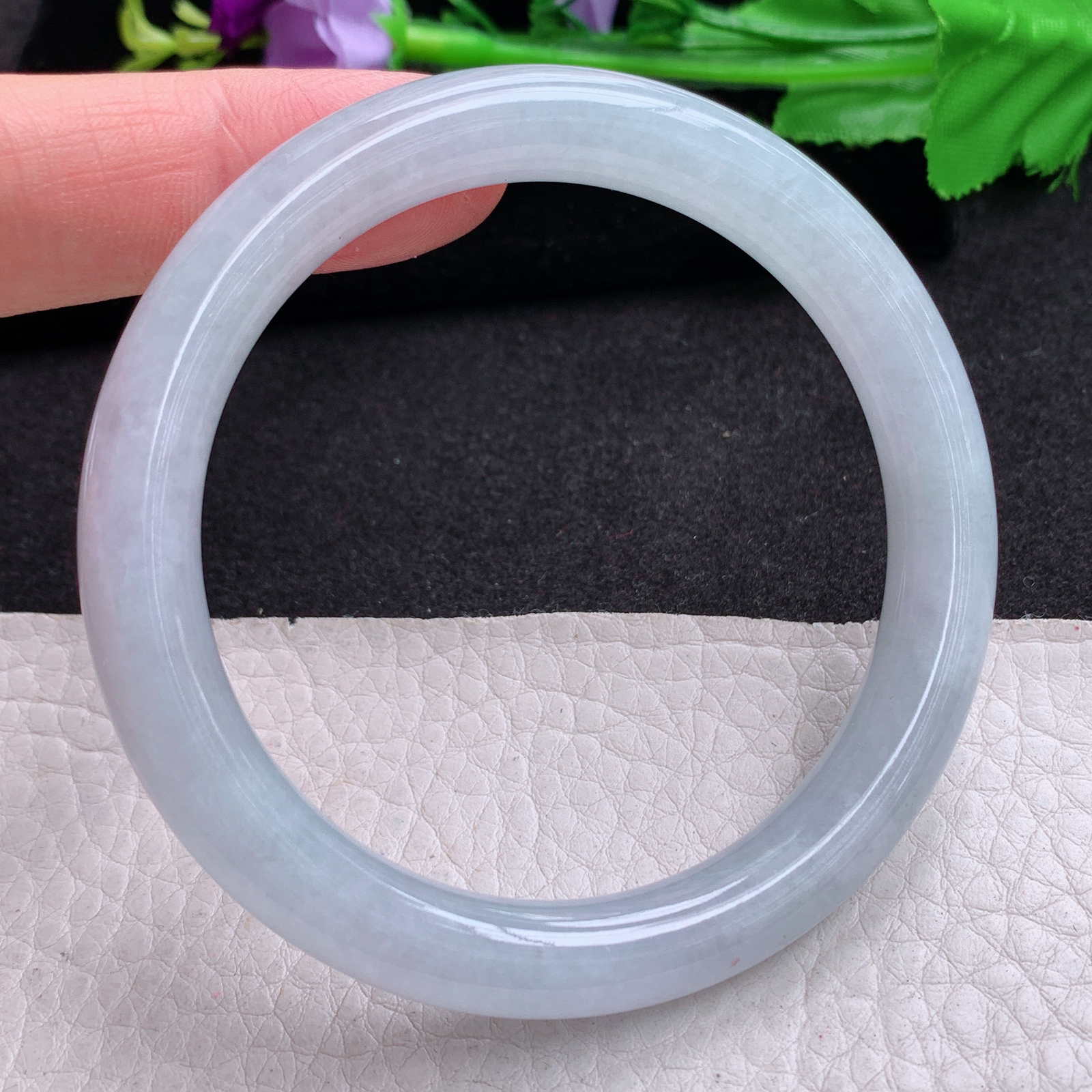 xx实拍55*9*8.5美人镯 天然缅甸翡翠A货玉手镯胶感纯美圆条玉手环