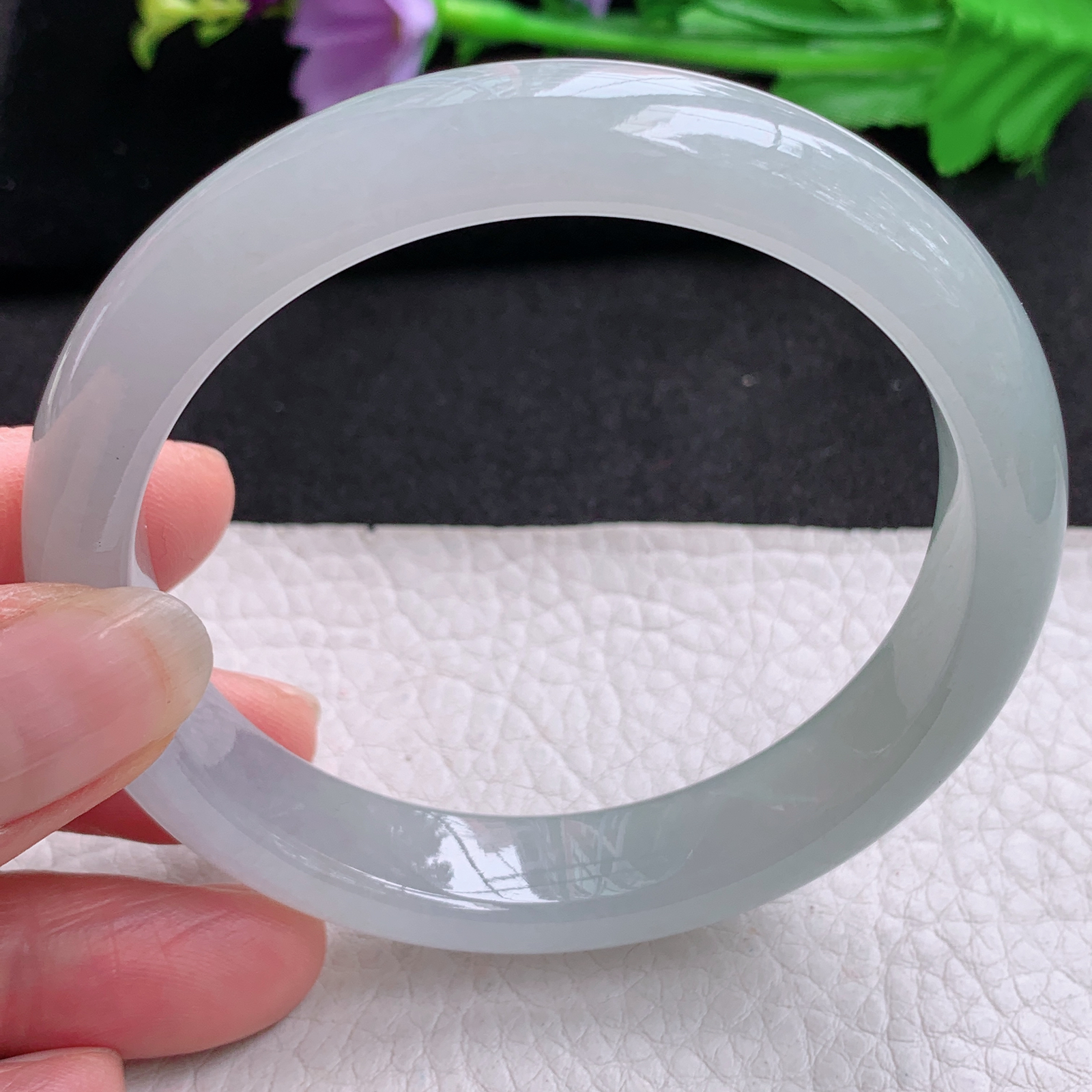 xx实拍59.3*12.3*8平安镯 天然缅甸翡翠A货玉手镯冰胶起光宽边玉手环