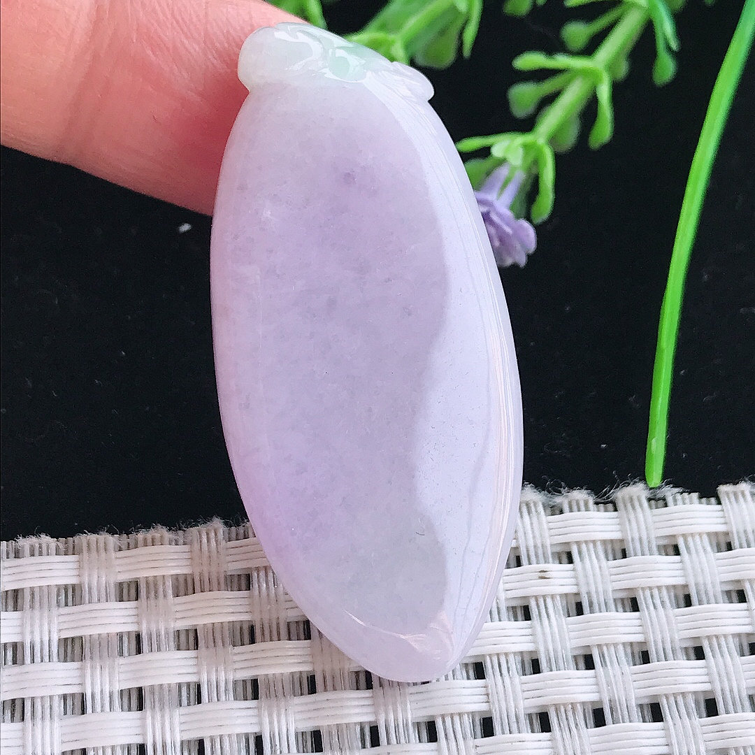实拍A货翡翠47.5/21.5/8.2老坑精美冰润紫罗兰福瓜吊坠翡翠挂件
