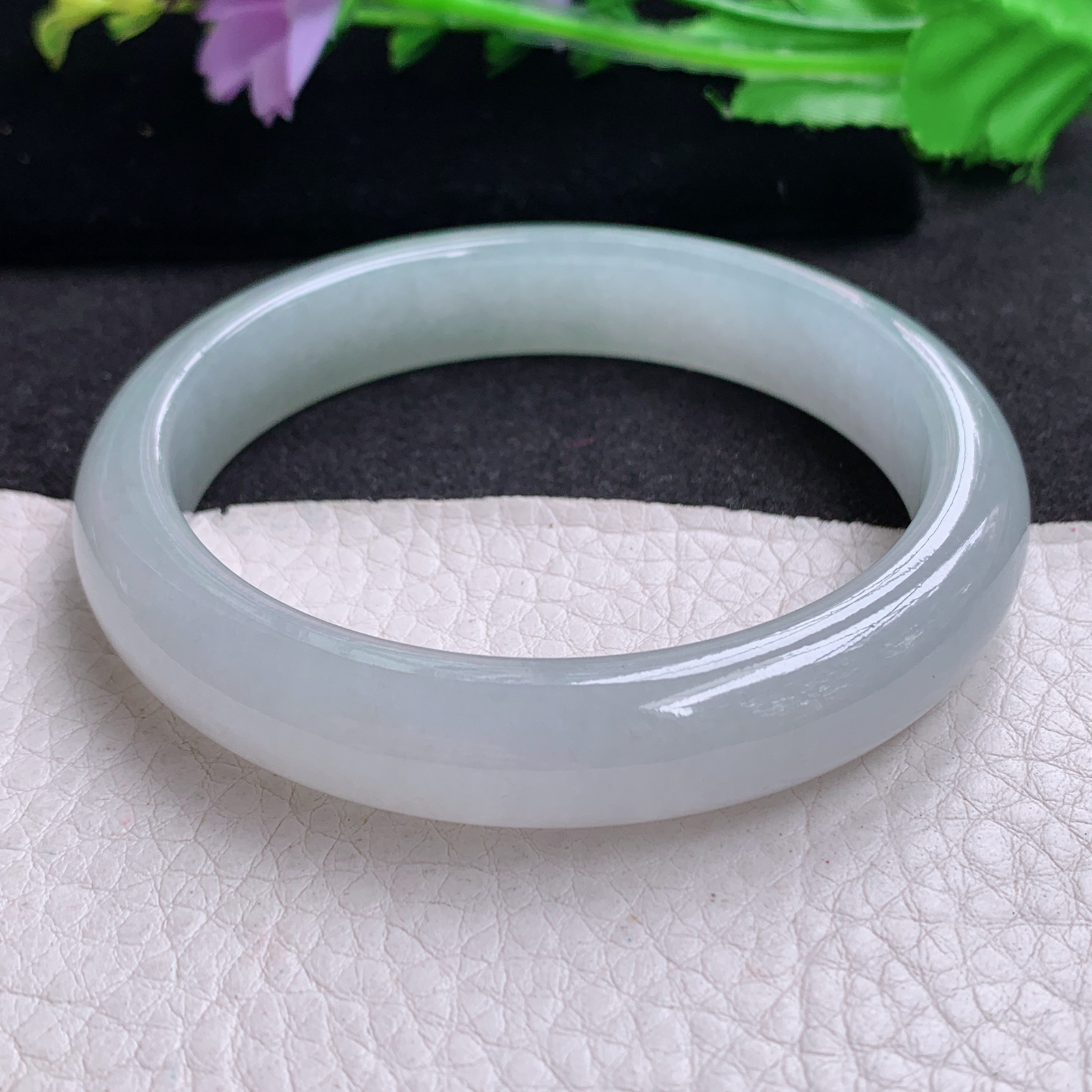 xx实拍59.3*12.3*8平安镯 天然缅甸翡翠A货玉手镯冰胶起光宽边玉手环