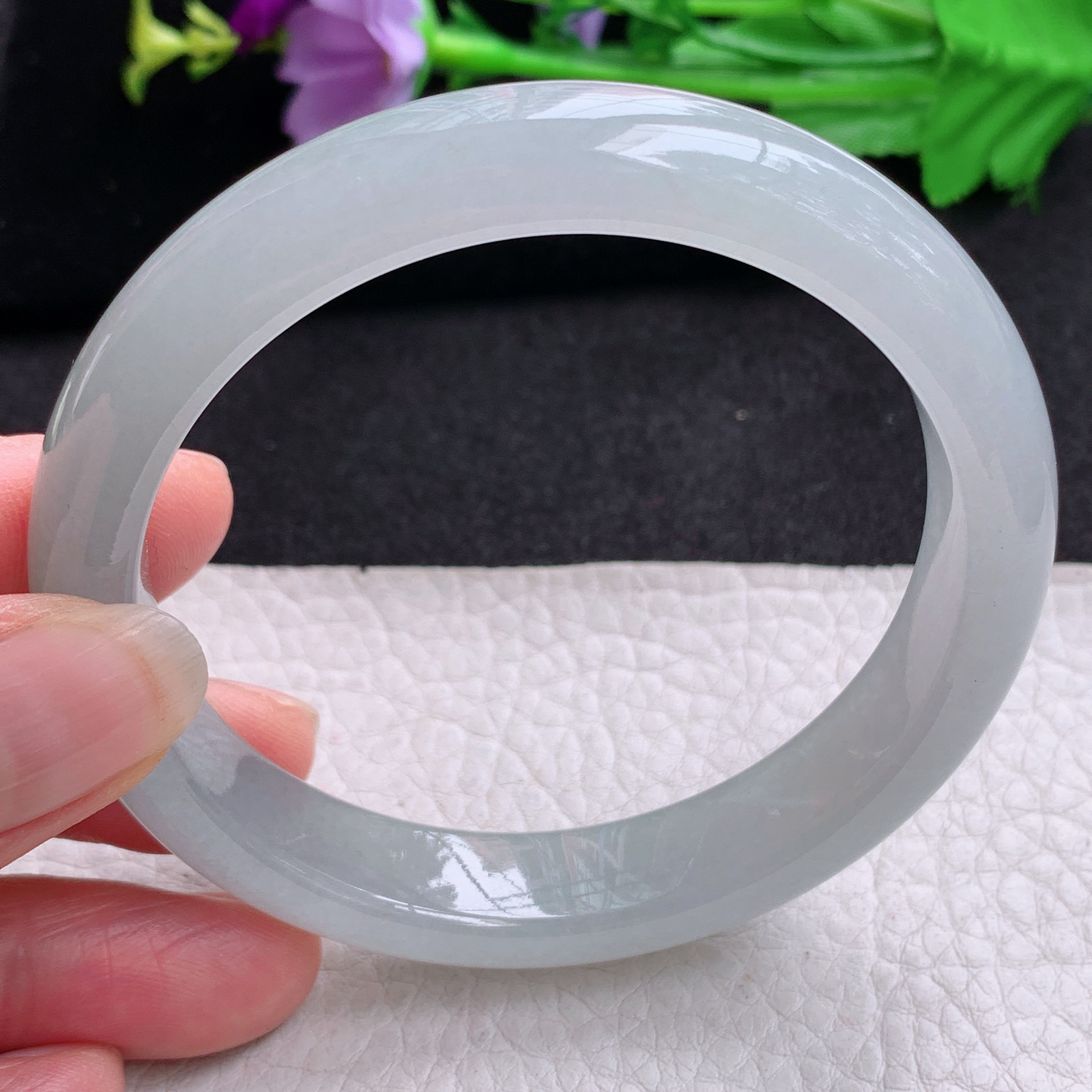 xx实拍59.3*12.3*8平安镯 天然缅甸翡翠A货玉手镯冰胶起光宽边玉手环