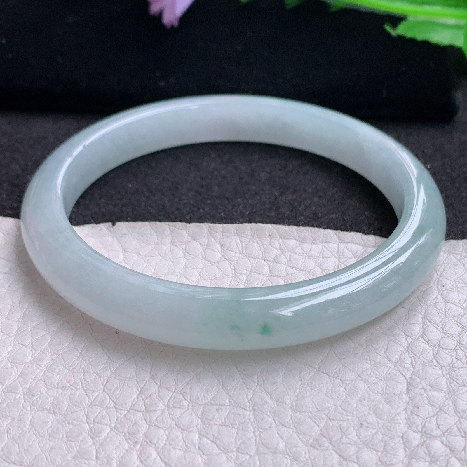 pp实拍56.5*8.7*7.2平安镯 天然缅甸翡翠A货玉手镯秀气冰纯宽边玉手环