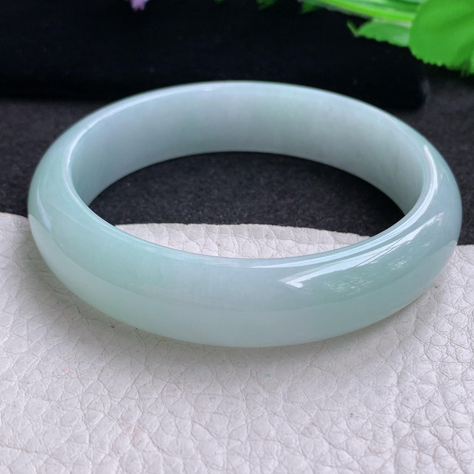 nr实拍57.5*14.3*7.4平安镯 天然缅甸翡翠A货玉手镯天空蓝宽边玉手环