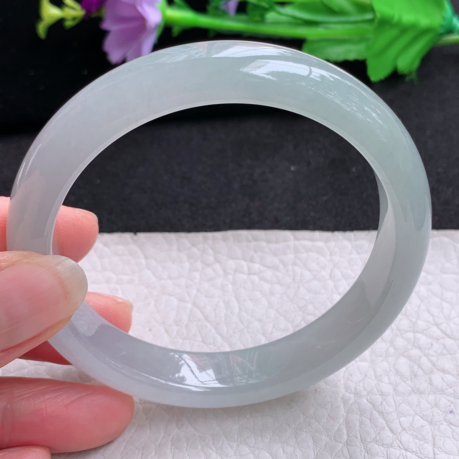 xx实拍59.3*12.3*8平安镯 天然缅甸翡翠A货玉手镯冰胶起光宽边玉手环