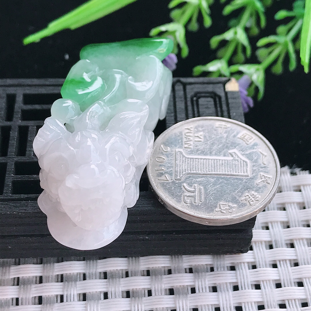 实拍A货翡翠45/17/19老坑精美飘阳绿貔貅吊坠翡翠挂件
