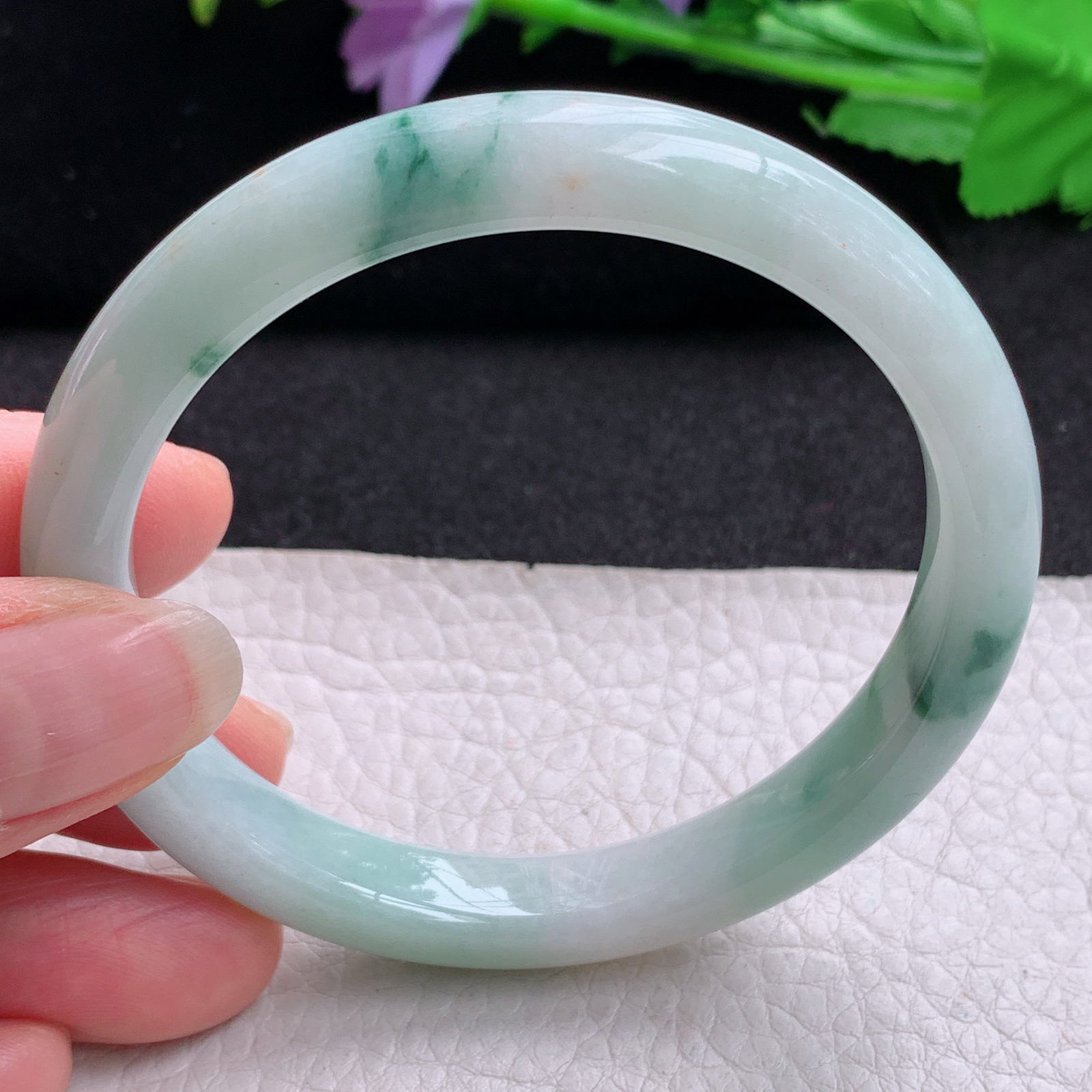 pp实拍58*10.5*7.8平安镯 天然缅甸翡翠A货玉手镯飘花宽边玉手环