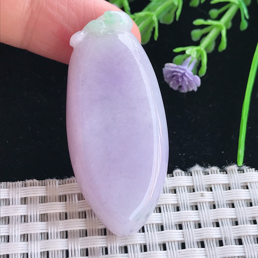 实拍A货翡翠47.5/21.5/8.2老坑精美冰润紫罗兰福瓜吊坠翡翠挂件