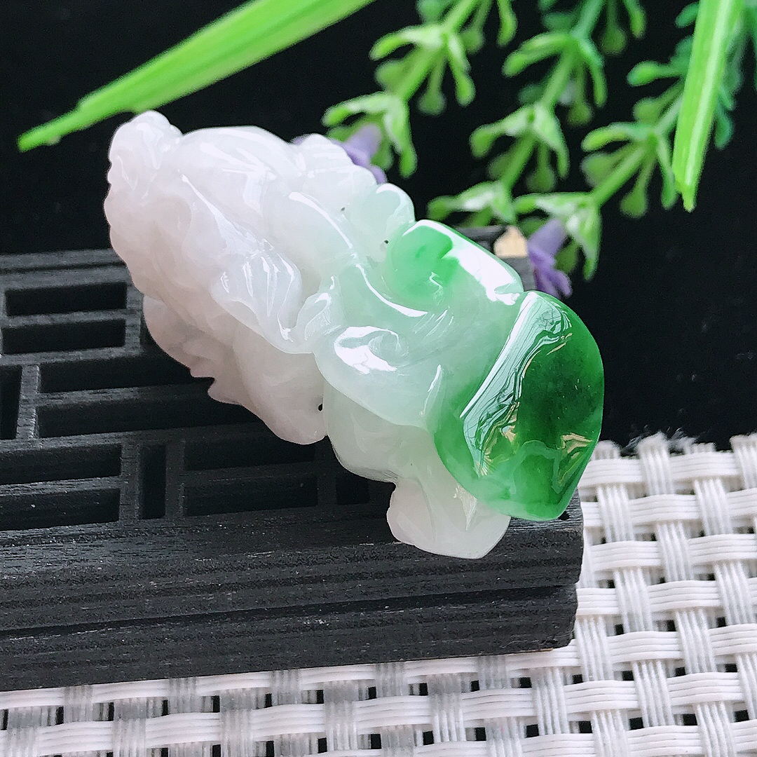 实拍A货翡翠45/17/19老坑精美飘阳绿貔貅吊坠翡翠挂件