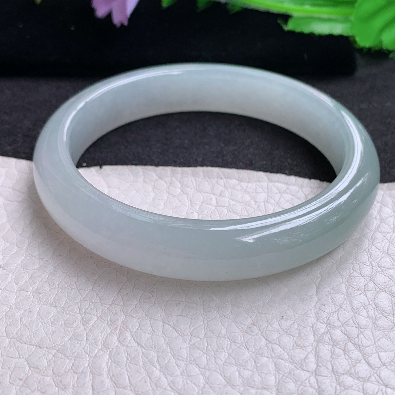 xx实拍59.3*12.3*8平安镯 天然缅甸翡翠A货玉手镯冰胶起光宽边玉手环